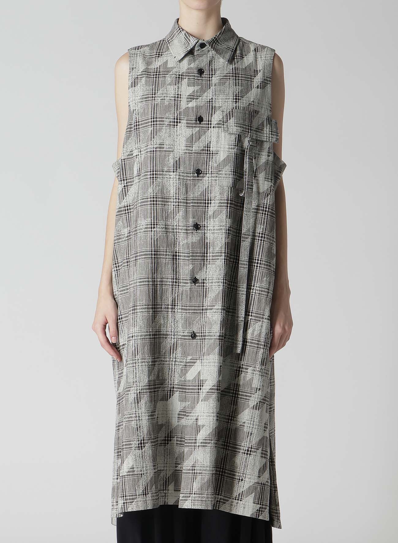 Stylish Cotton Linen Plaid Houndstooth Sleeveless Shirt Dress for Women | Casual Summer Dress for Outings, Beach, and Office Wear