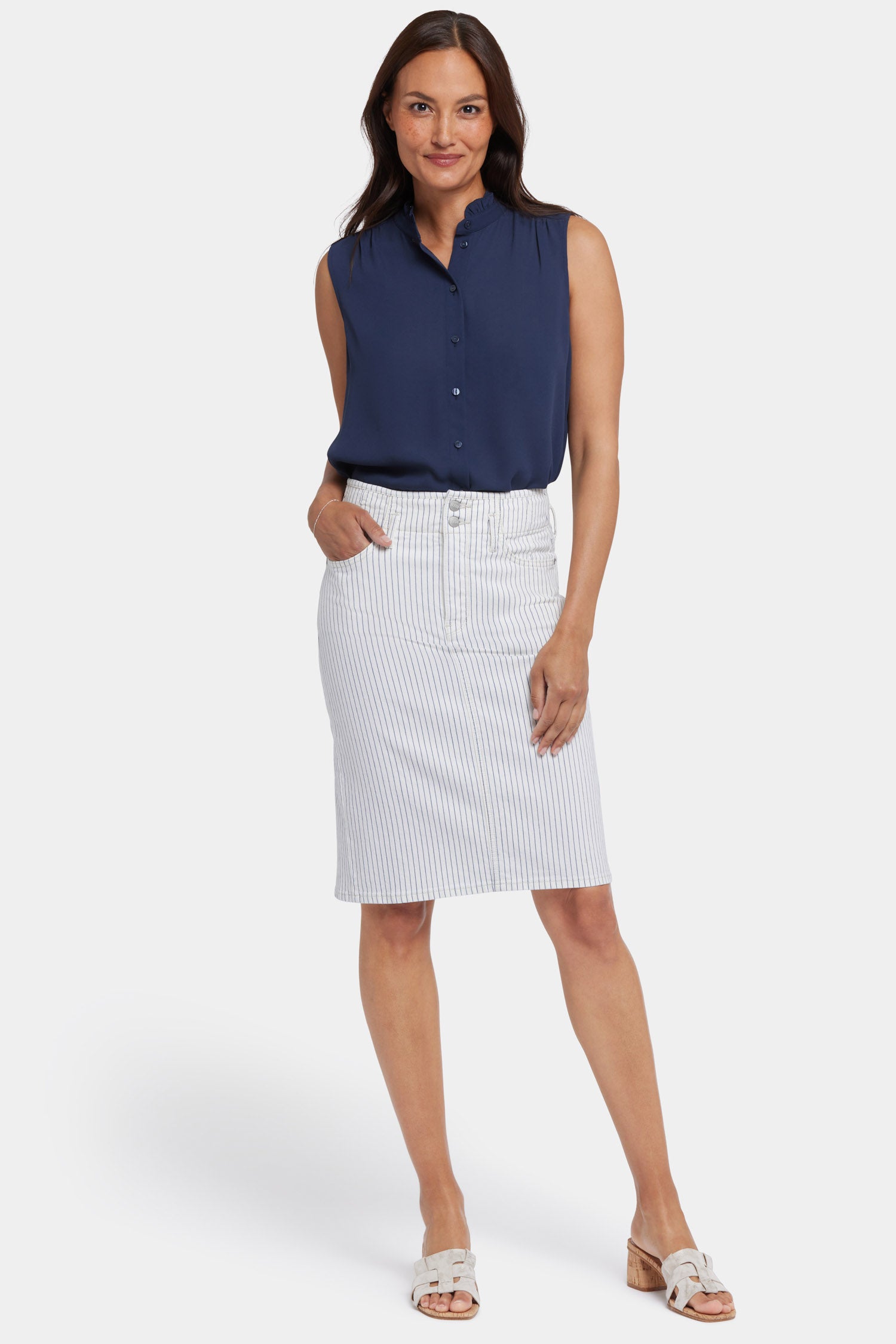 High Waist Skirt | Palencia Stripe Midi Skirt for Women | Perfect for Office, Casual Outfits & Summer Vacations