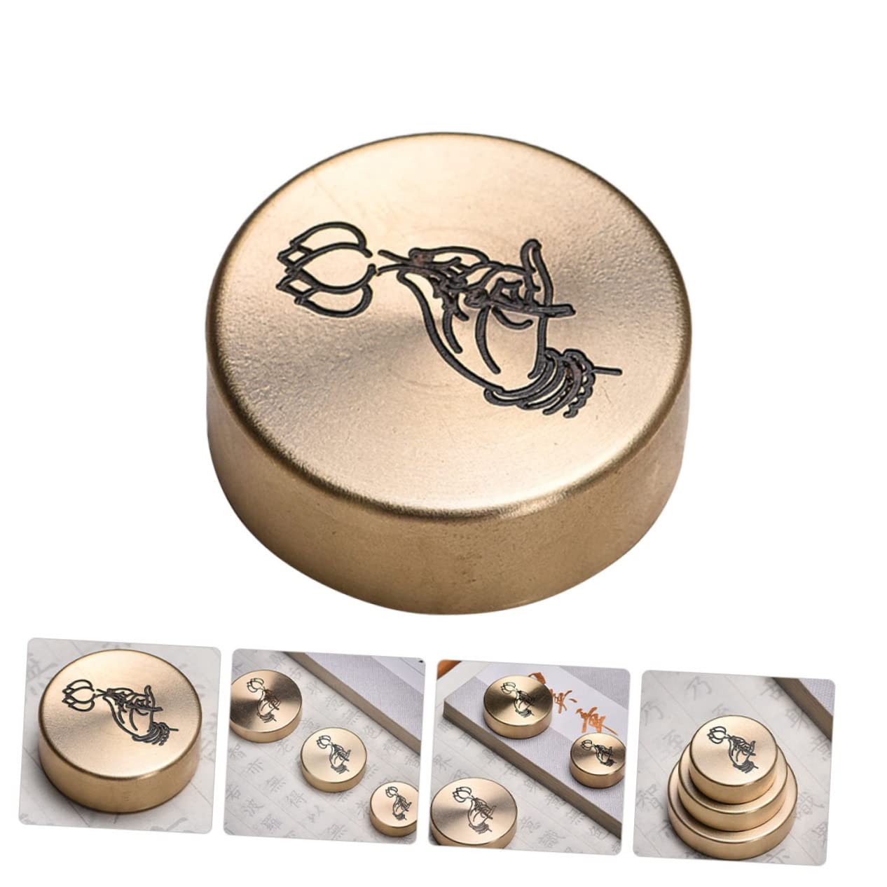 Personalized Round Copper Paperweight - Handcrafted Town Ruler Design with Chinese Calligraphy | Heavy Duty Desk Decor for Office, Home & Gift Giving