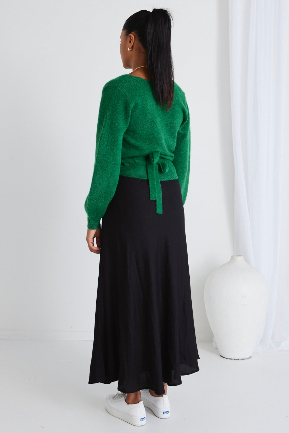 Charm Green Wrap Knit Jumper for Women - Cozy Casual Sweater for Fall & Winter - Perfect for Office, Date Night and Weekend Outings