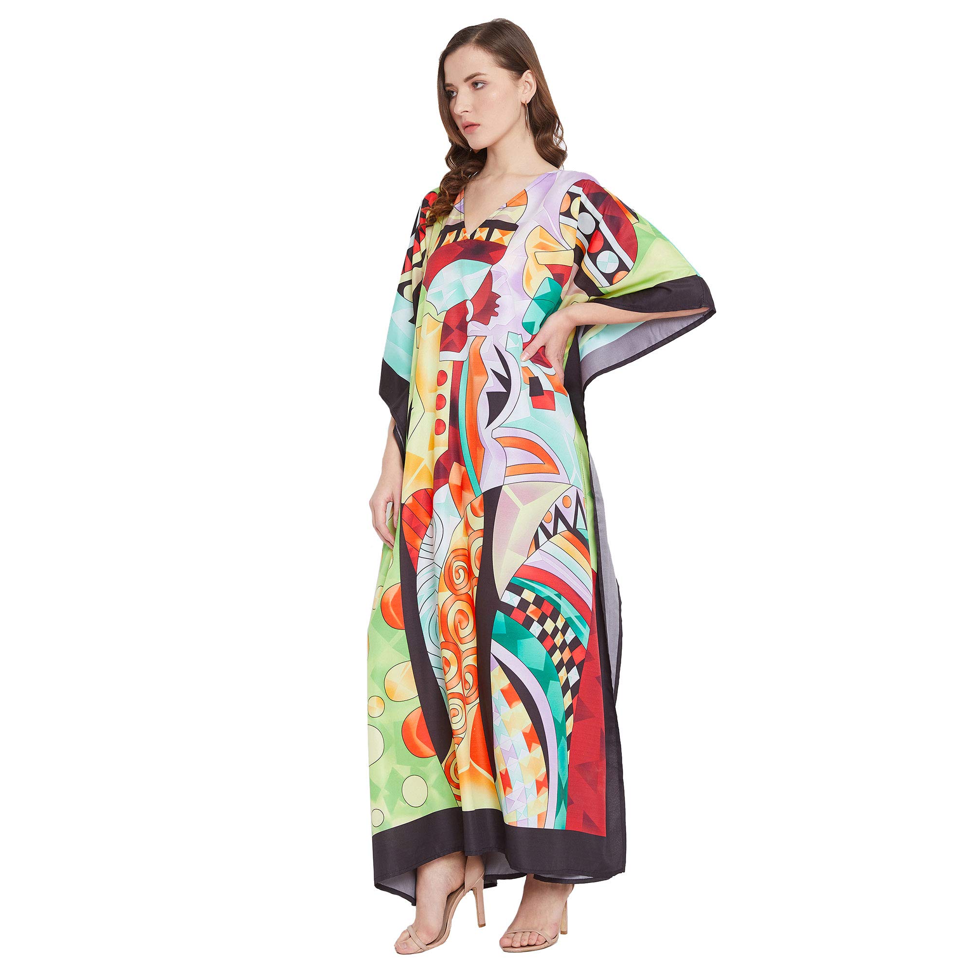 Oussum Plus Size Long Caftan Dress for Women - Beach Cover Up, Maxi Gown, Loungewear & Summer House Dress - Perfect for Vacations, Pool Parties and Relaxing at Home