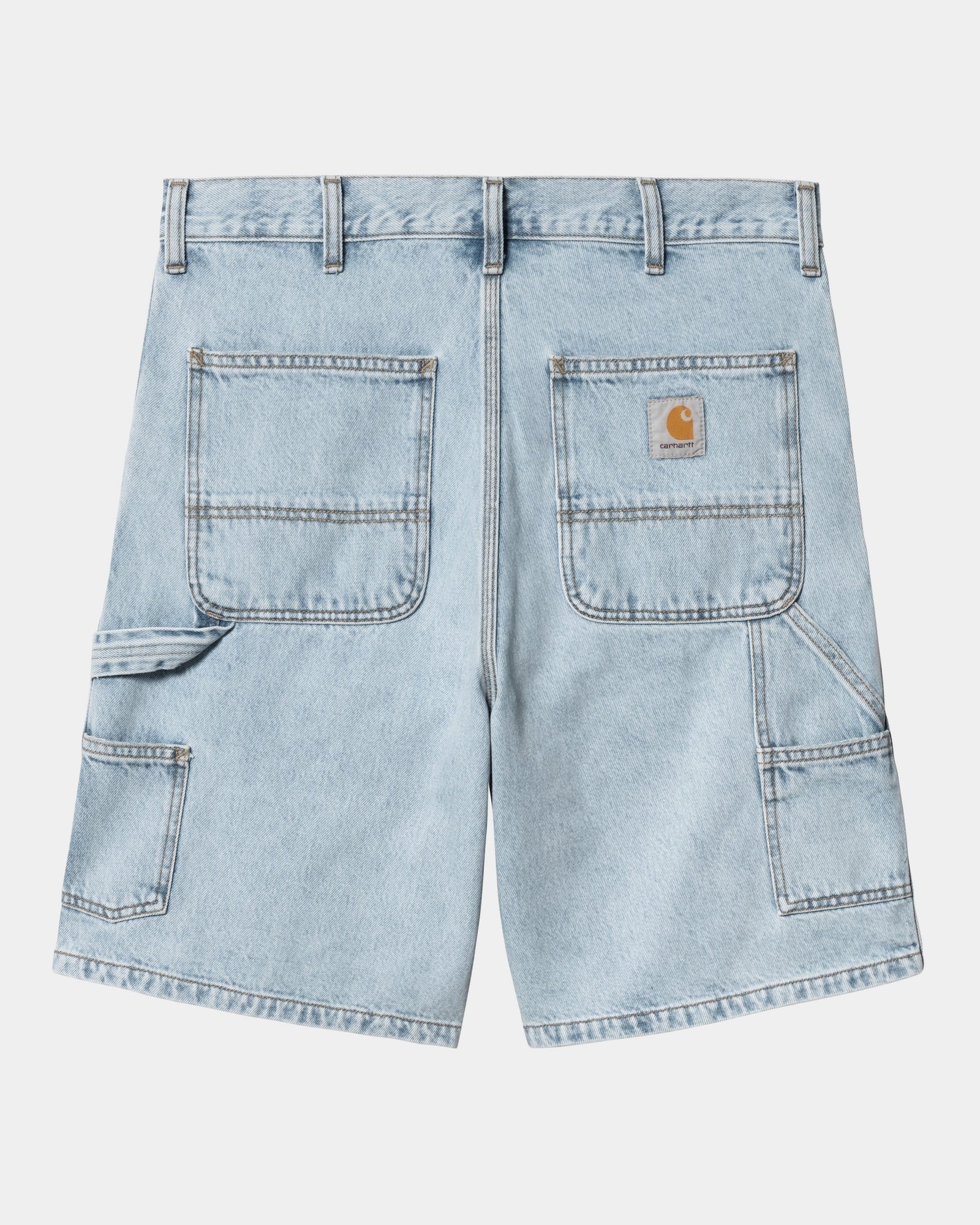 Double Knee Denim Shorts for Men - Heavy Stone Bleached Blue Jeans Shorts | Casual Streetwear, Summer Outfits & Beach Style