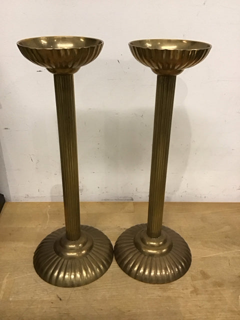 Pair of 14-Inch Brass Candle Holders - Elegant Table Decor for Dining Room, Wedding Centerpieces & Home Decoration