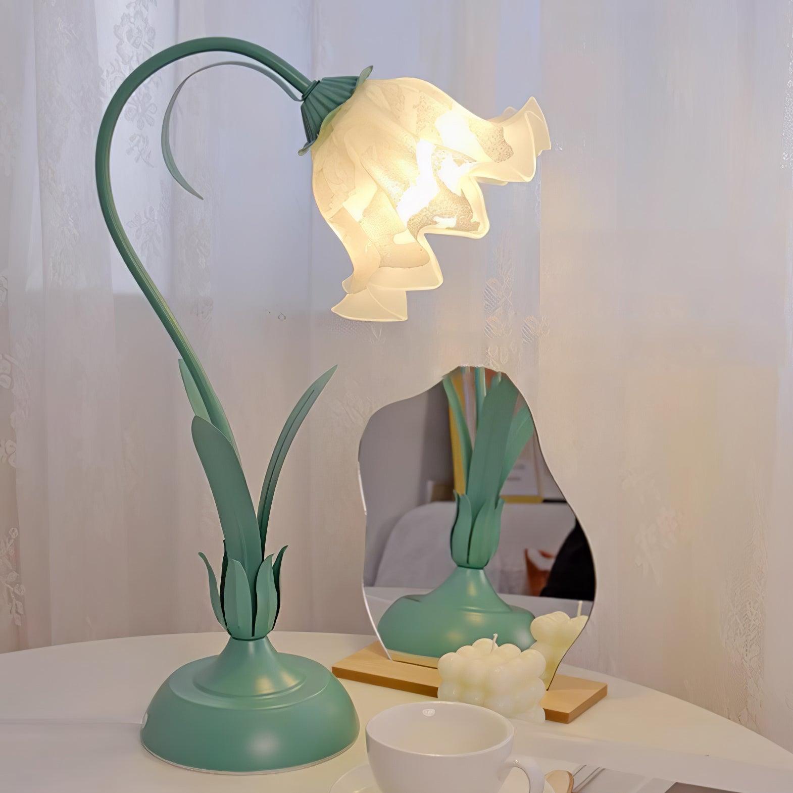 Lily of the Valley Table Lamp - Elegant Floral Bedside Lighting for Bedroom, Living Room & Office Decor - Perfect for Reading, Relaxing & Creating Cozy Ambience