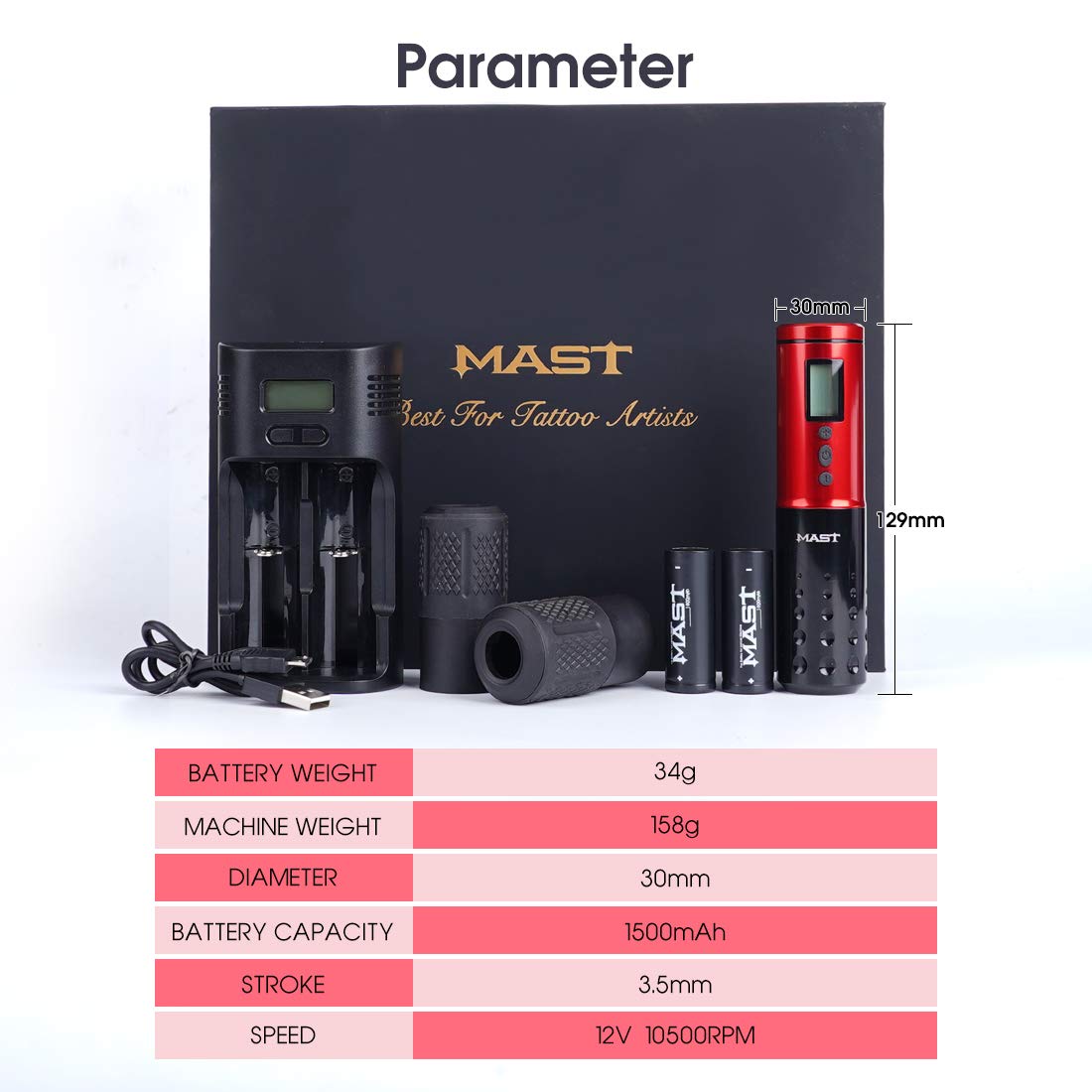 **Mast Lancer Cordless Rotary Tattoo Pen Machine - 2Pcs Replaceable 1900mAh Batteries, Digital LED Display, Professional Tattoo Kit for Artists (Green) - Perfect for Tattoo Shops, Home Studios & Beginners**