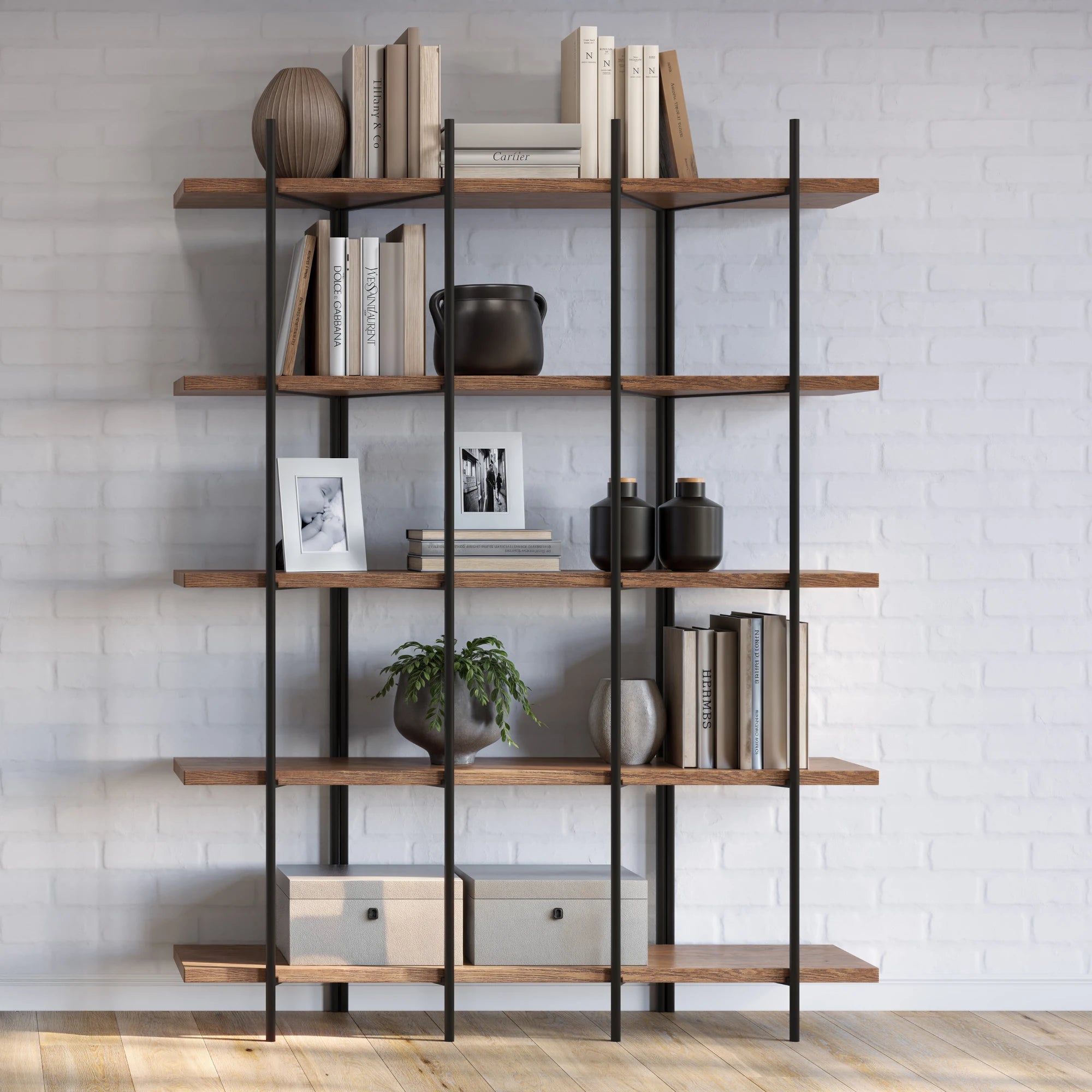 Modern Cascais 53 Bookcase - 5-Tier Wooden Bookshelf for Home & Office - Stylish Storage Solution for Books, Decor & Essentials | Perfect for Living Room, Bedroom & Study Organization