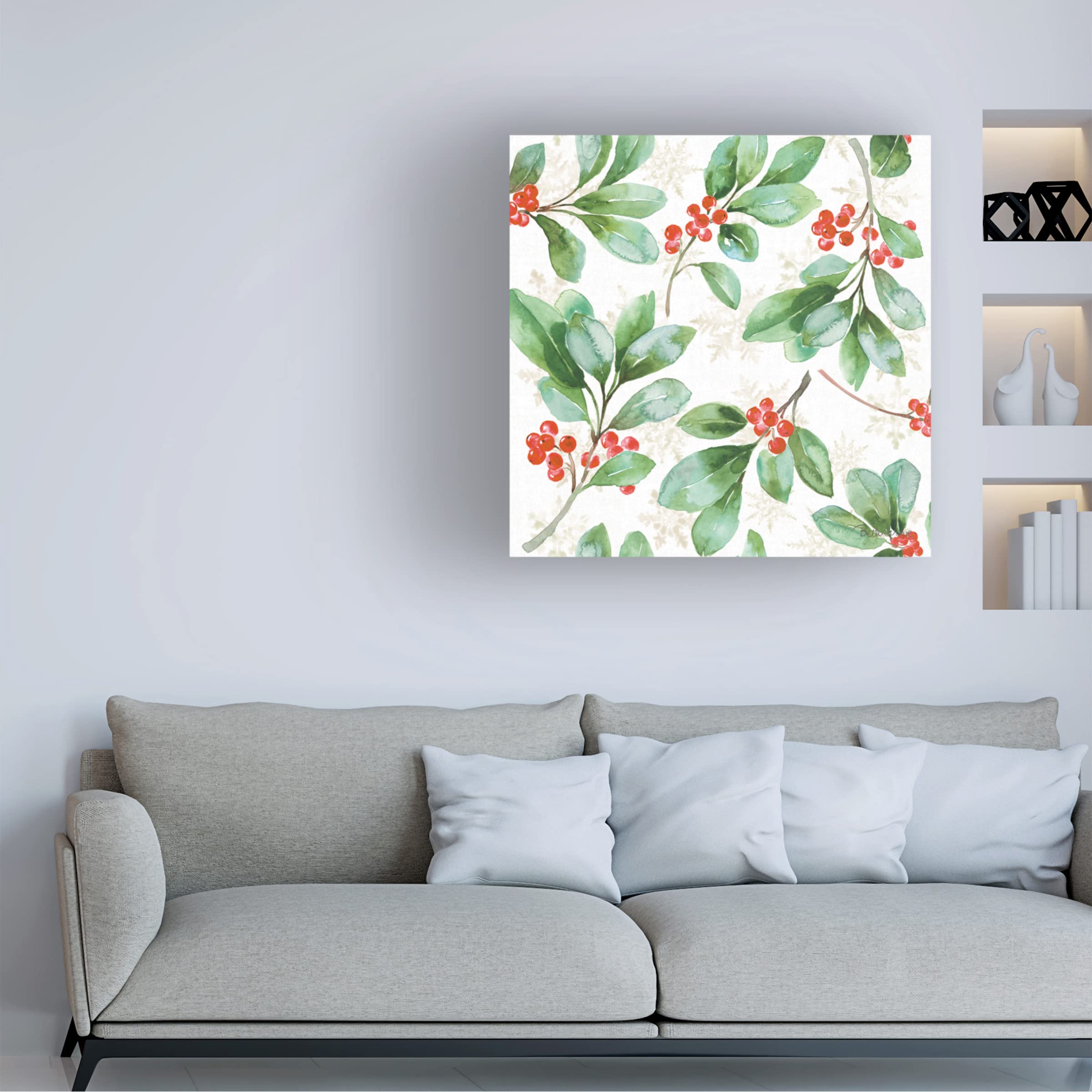 Beth Grove 'Holiday Flora Pattern VA' Canvas Wall Art - Floral Botanical Painting for Living Room, Bedroom & Office Decor