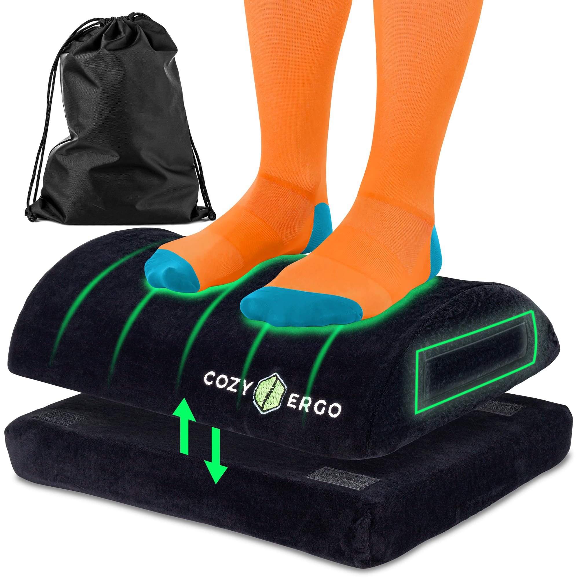 Ergonomic Adjustable Under Desk Foot Rest for Office & Home - Relieves Knee & Back Pain - Supports Swollen Ankles & Improves Posture - Perfect for Workstations, Gaming & Home Office Use