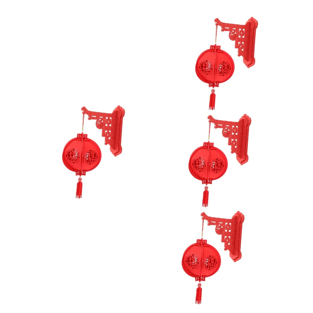 ABOOFAN 4 Sets Chinese New Year Red Lantern Decorations - 3D Non-Woven Fabric Wall Hanging Pendants for Festival, Home & Party Decoration | Perfect for Lunar New Year, Spring Festival & Asian-Themed Celebrations