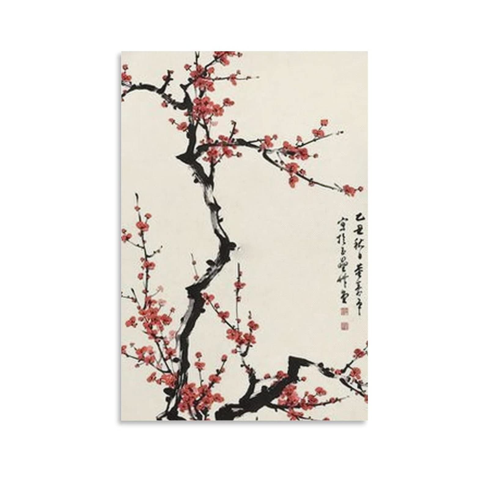 Japanese Cherry Blossom Canvas Painting Wall Art - 12x18 inch (30x45cm) Unframed Poster Print for Living Room, Bedroom & Office Decor | Perfect for Home, Wedding & Spa Decoration