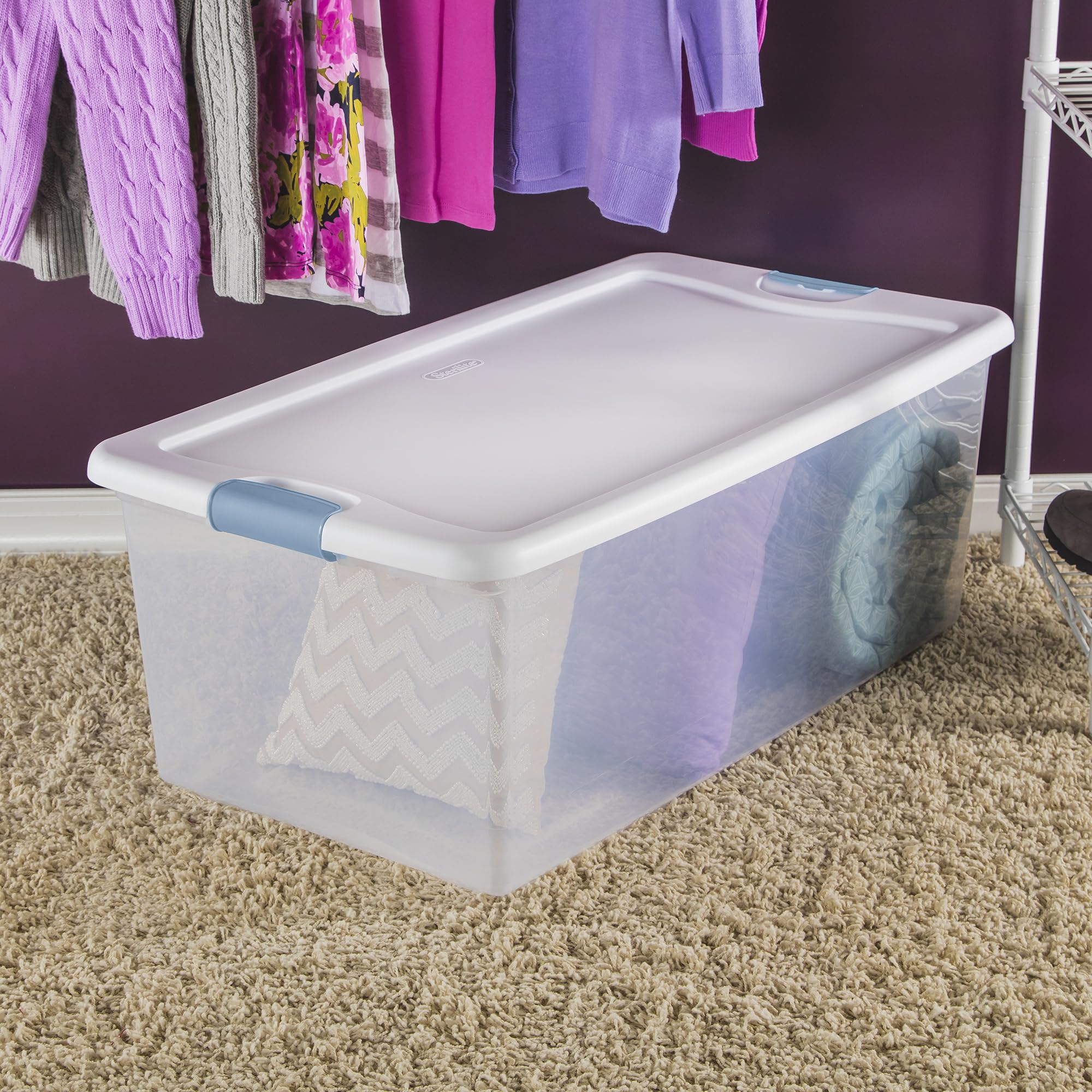 Sterilite 8-Pack 106 Quart Clear Plastic Storage Bins with Latching Lids - Stackable Organizer for Home, Office, Garage & Closet Storage Solutions