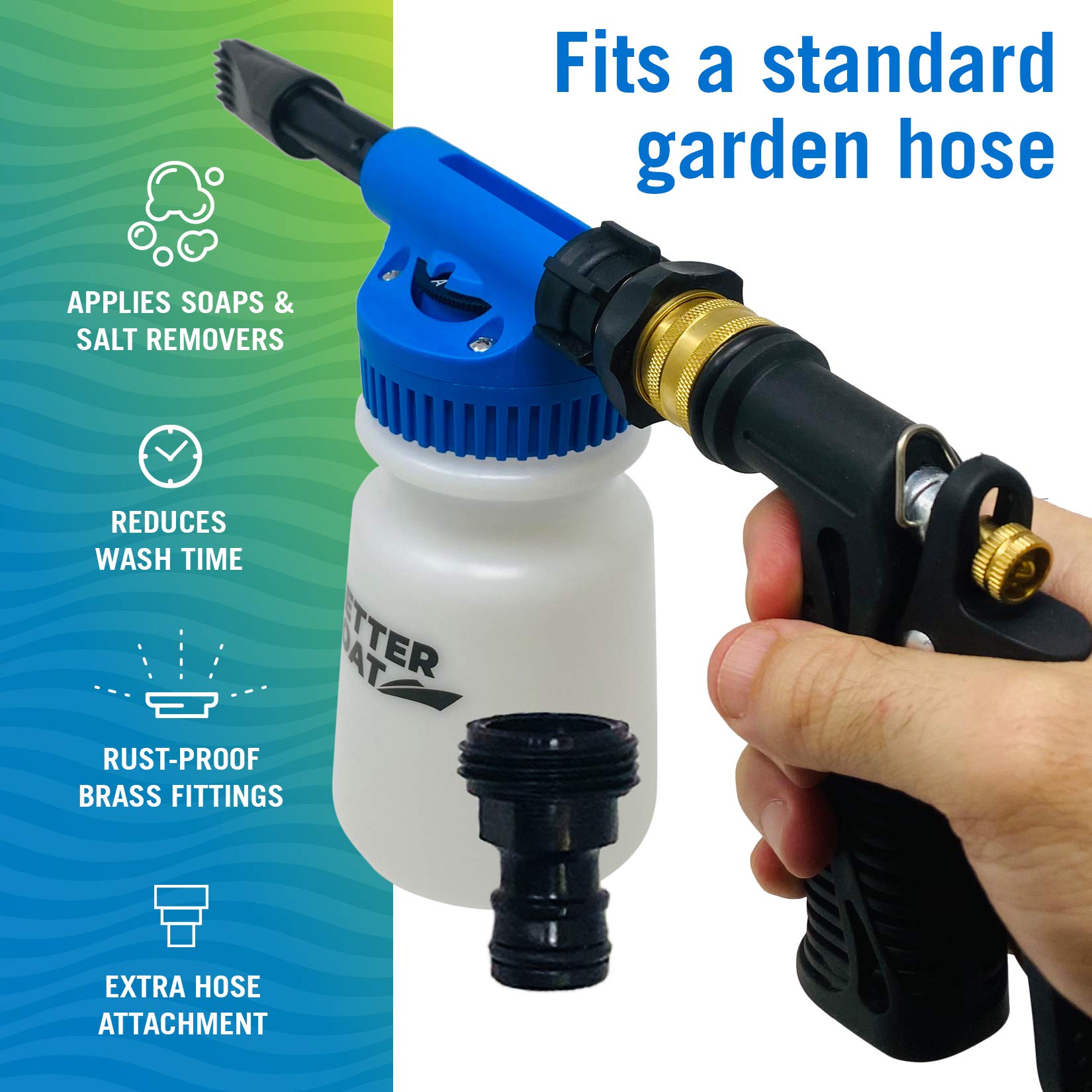 Premium Foam Cannon for Car Wash & Boat Cleaning - High Pressure Foam Sprayer with Adjustable Nozzle, Detailing Foam Gun for Auto, RV, Motorcycle - Perfect for Home & Professional Use, Garden Hose Compatible