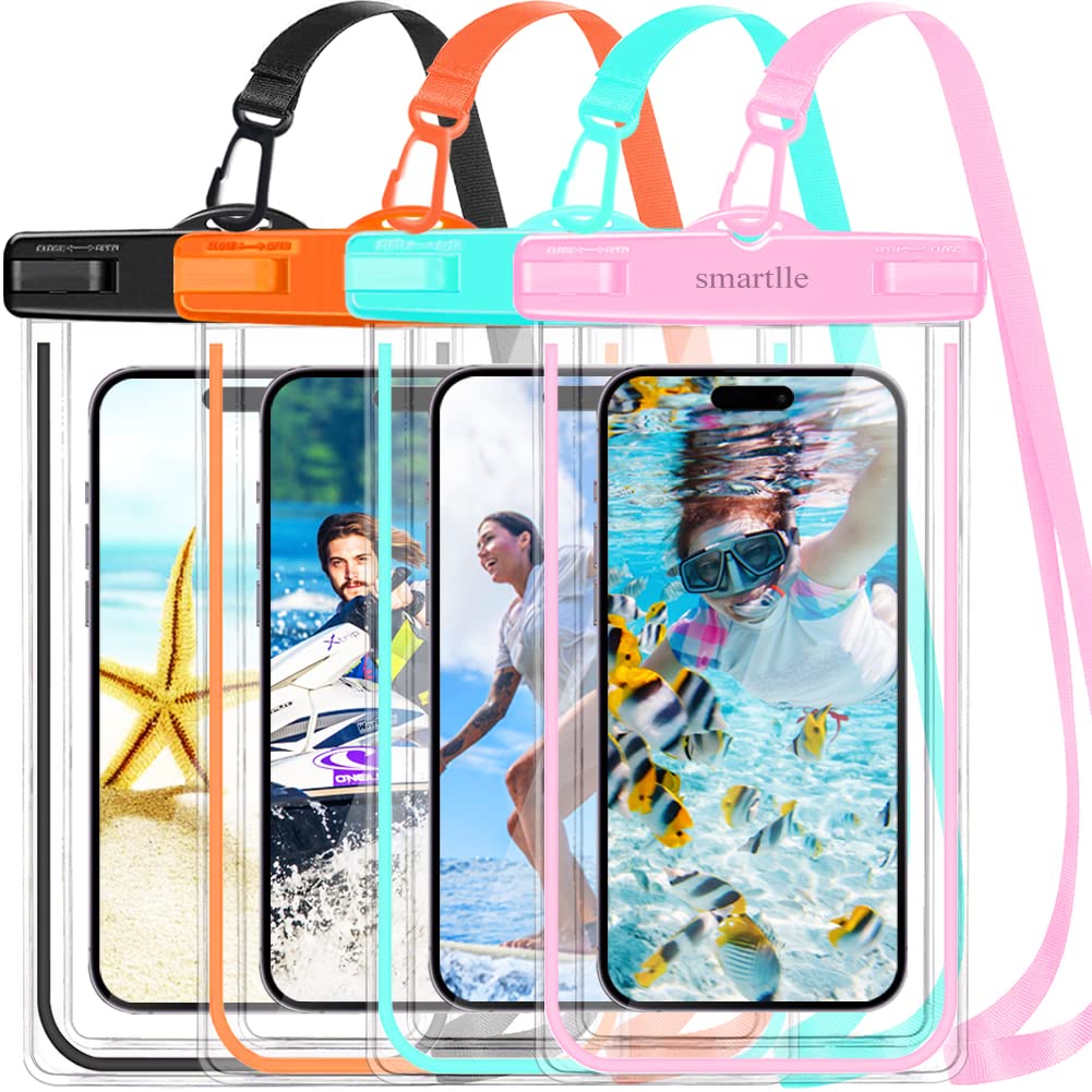 4 Pack Waterproof Phone Pouch Case - IPX8 Protection for iPhone 15/14/13/12/11 Pro Max/XS/XR & Galaxy S24/S23/S22/S21 - Perfect for Beach, Swimming, Kayaking & Outdoor Activities