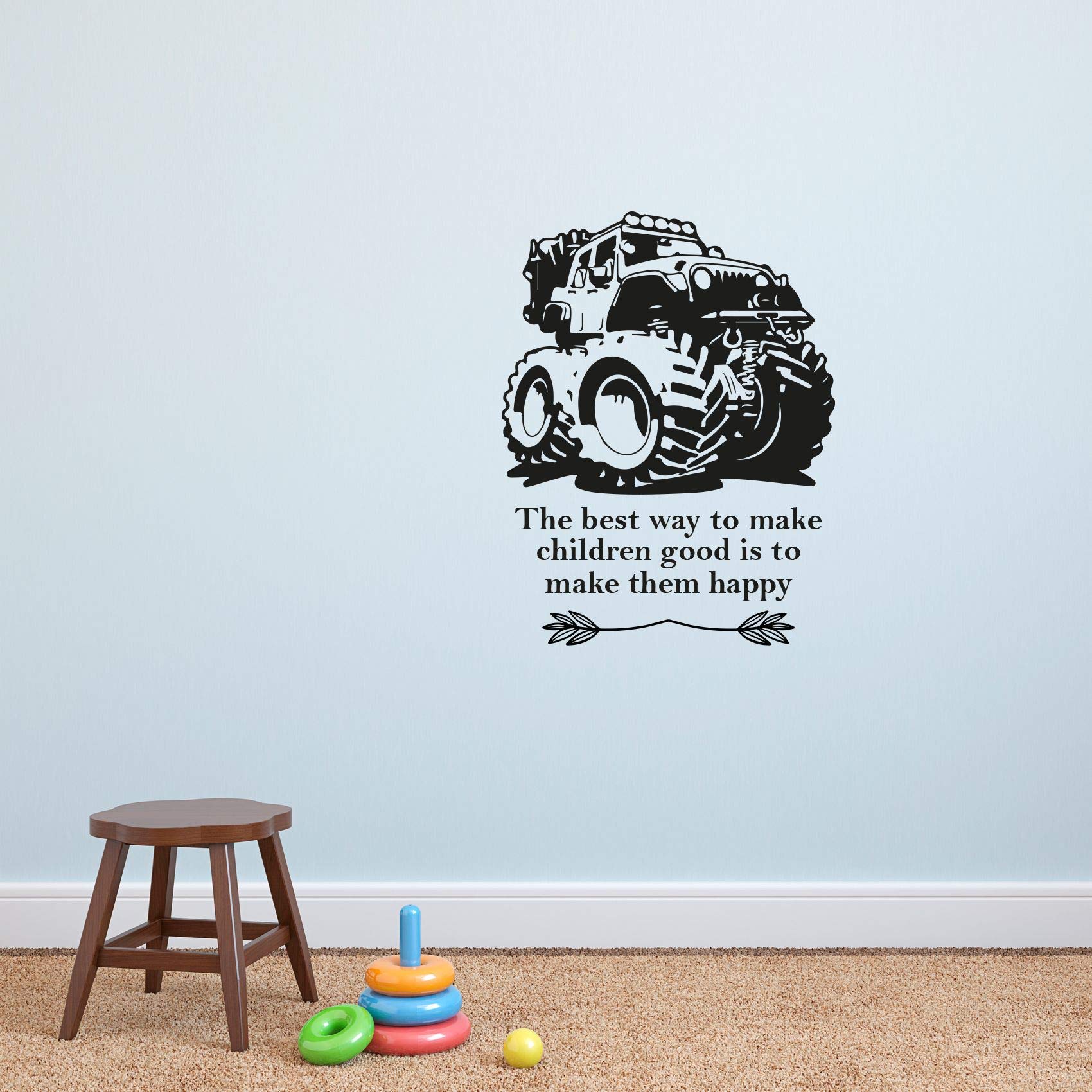 Monster Truck Wall Decal - 20x18 Inch Vinyl Sticker Art for Kids Room, Nursery, Bedroom & Kindergarten - Fun Home Decor for Boys & Girls - Perfect for Birthday Gifts & Playroom Decorations