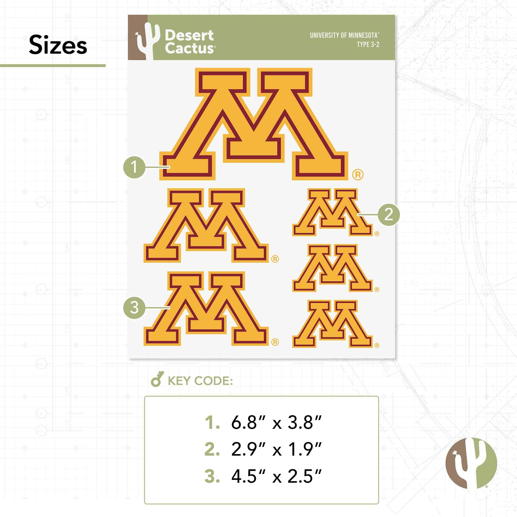 Minnesota Golden Gophers Vinyl Decal Sticker - Desert Cactus Design for Laptop, Water Bottle, Car & Scrapbook - University of Minnesota Fan Gift & School Spirit Accessories - Perfect for College Dorm Decor, Game Day & Alumni Pride