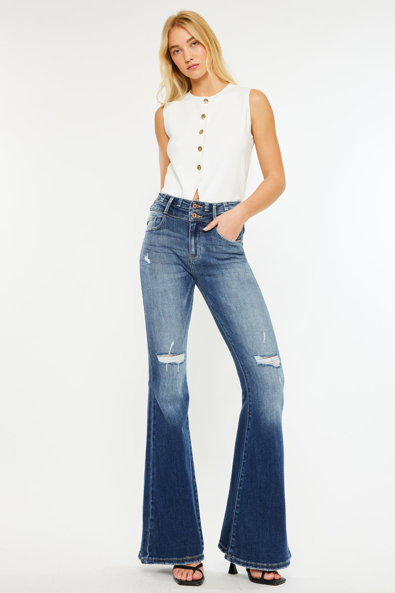 Chloe High Rise Super Flare Jeans for Women - Vintage 70s Inspired Stretch Denim Pants | Perfect for Casual Outfits, Date Nights & Retro Fashion Looks