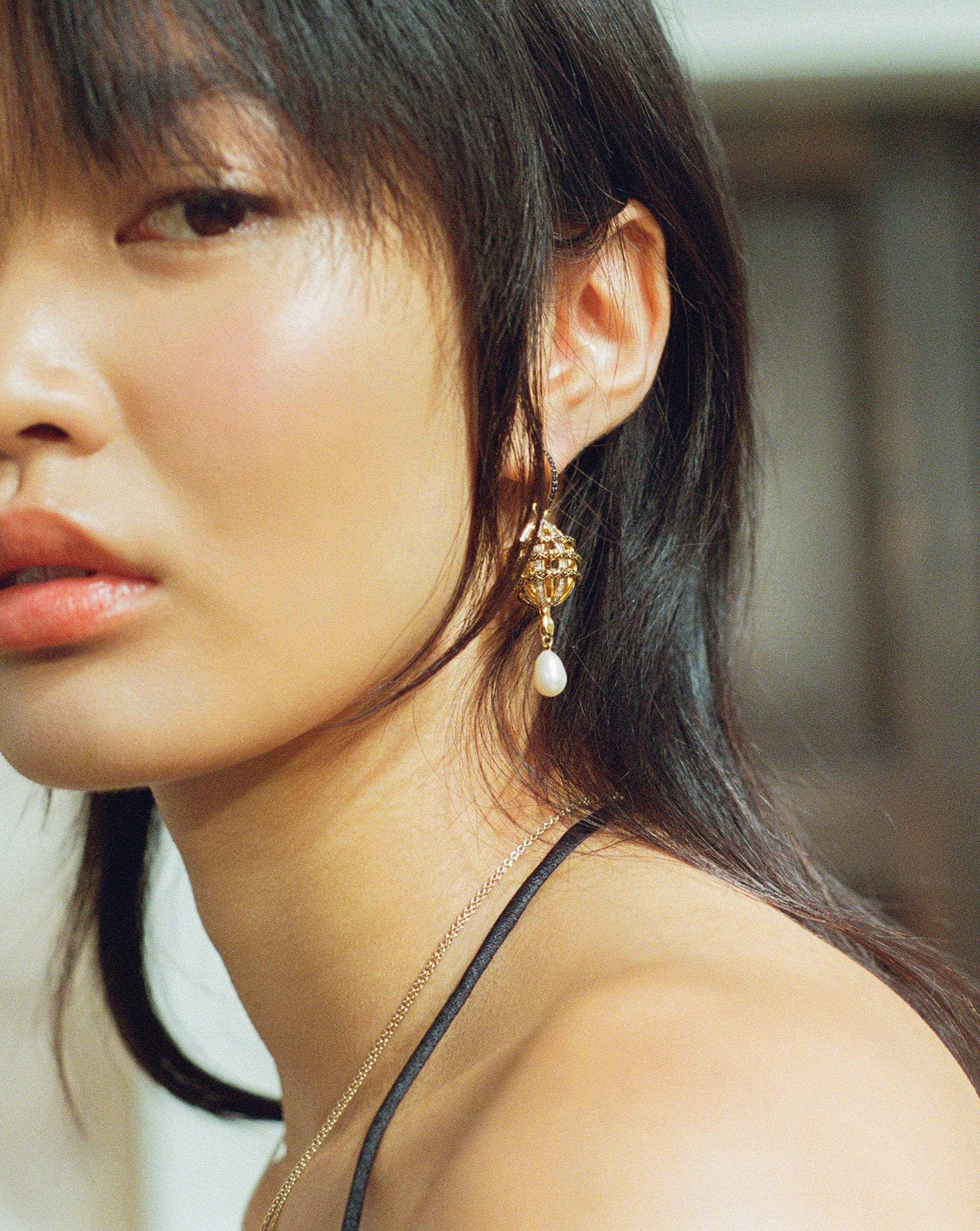 Harris Reed Fine Uncaged Drop Earrings - 14k Solid Gold with Pearl & Diamond Accents | Elegant Dangling Earrings for Women, Perfect for Weddings, Parties & Special Occasions