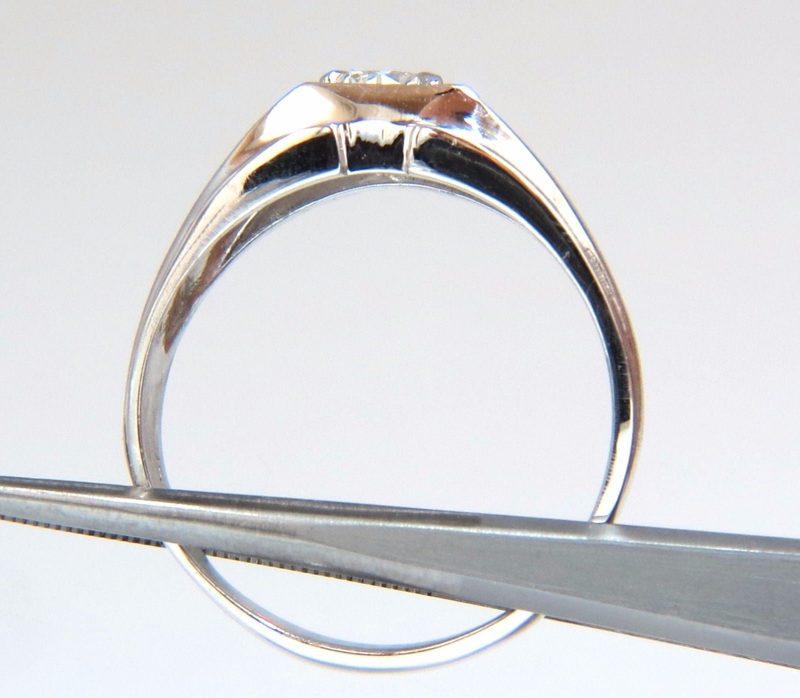0.56ct Natural Round Diamond Solitaire Ring for Men - 14K Gold Brush Finish | Wedding, Engagement, Anniversary Gift Idea
