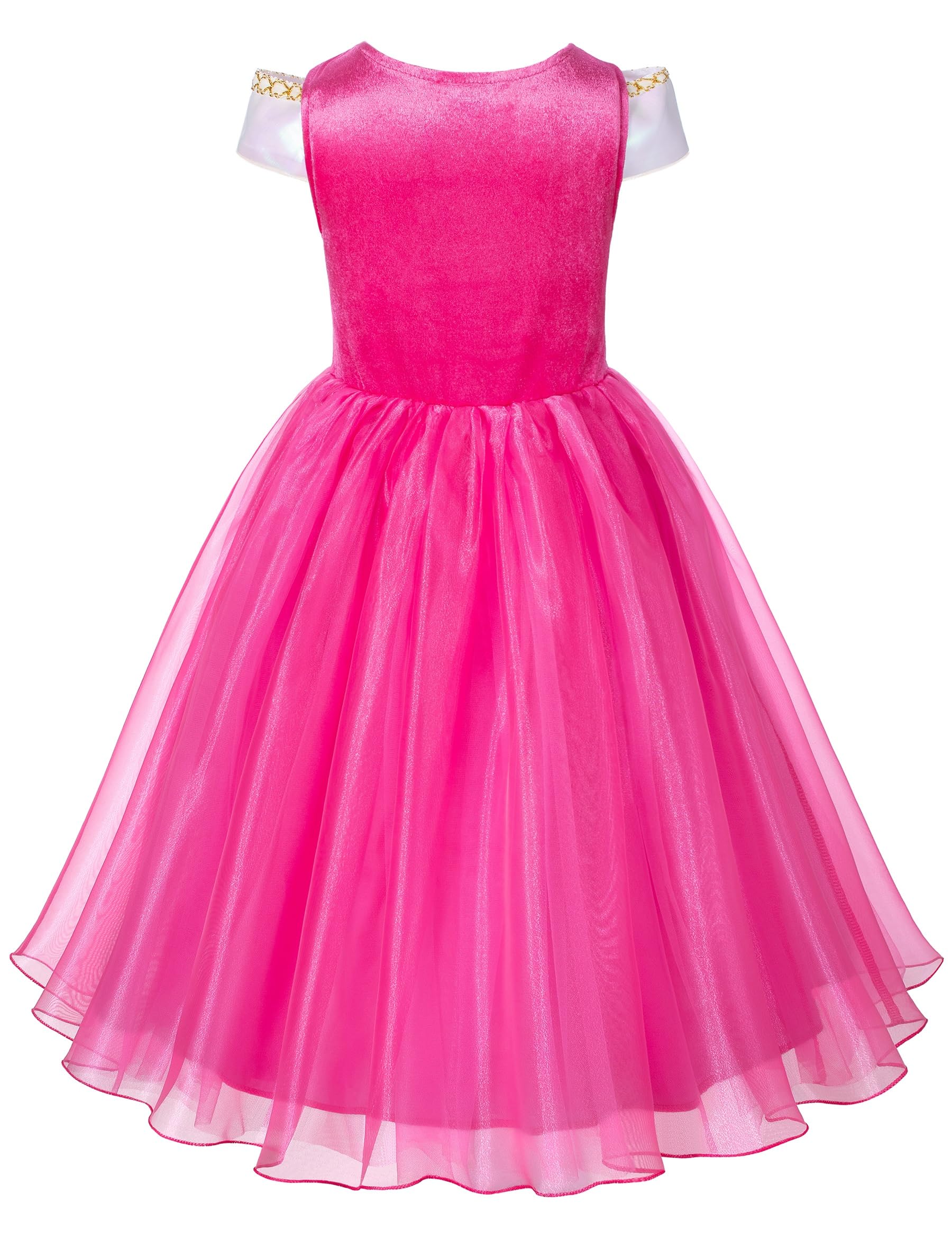 Pink Princess Costume Dress for Girls - Sleeping Beauty Dress with Tiara & Gloves | Fairy Tale Party, Halloween, Birthday Dress Up & Role Play