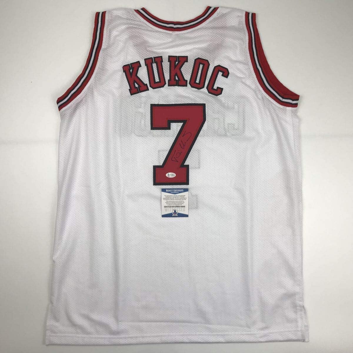 Authentic Autographed Toni Kukoc Chicago Bulls Basketball Jersey with Beckett COA - Perfect for NBA Memorabilia Collectors & Sports Fans Display