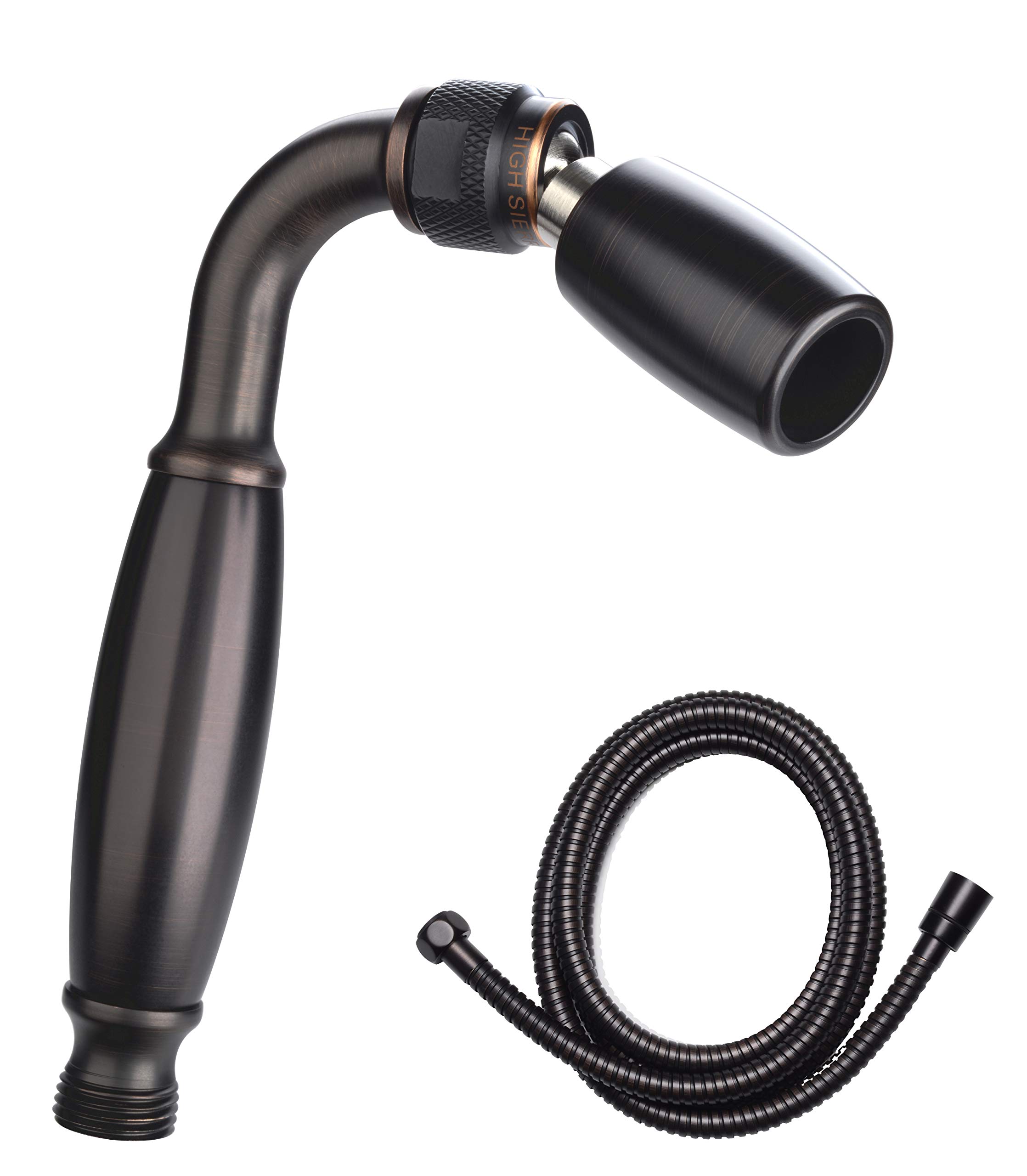 High Sierra Solid Metal Handheld Shower Head with 72-Inch Stainless Steel Hose & Silicone Inner Tube - 1.5 GPM Low Flow, Oil Rubbed Bronze Finish - Perfect for Bathroom Renovation & Water Conservation
