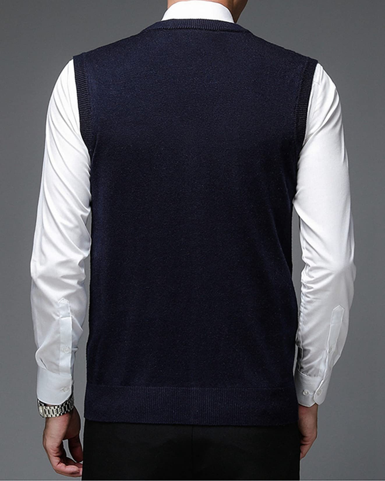 Men's Wool Blend Cable Knit Cardigan Vest - Casual & Layering