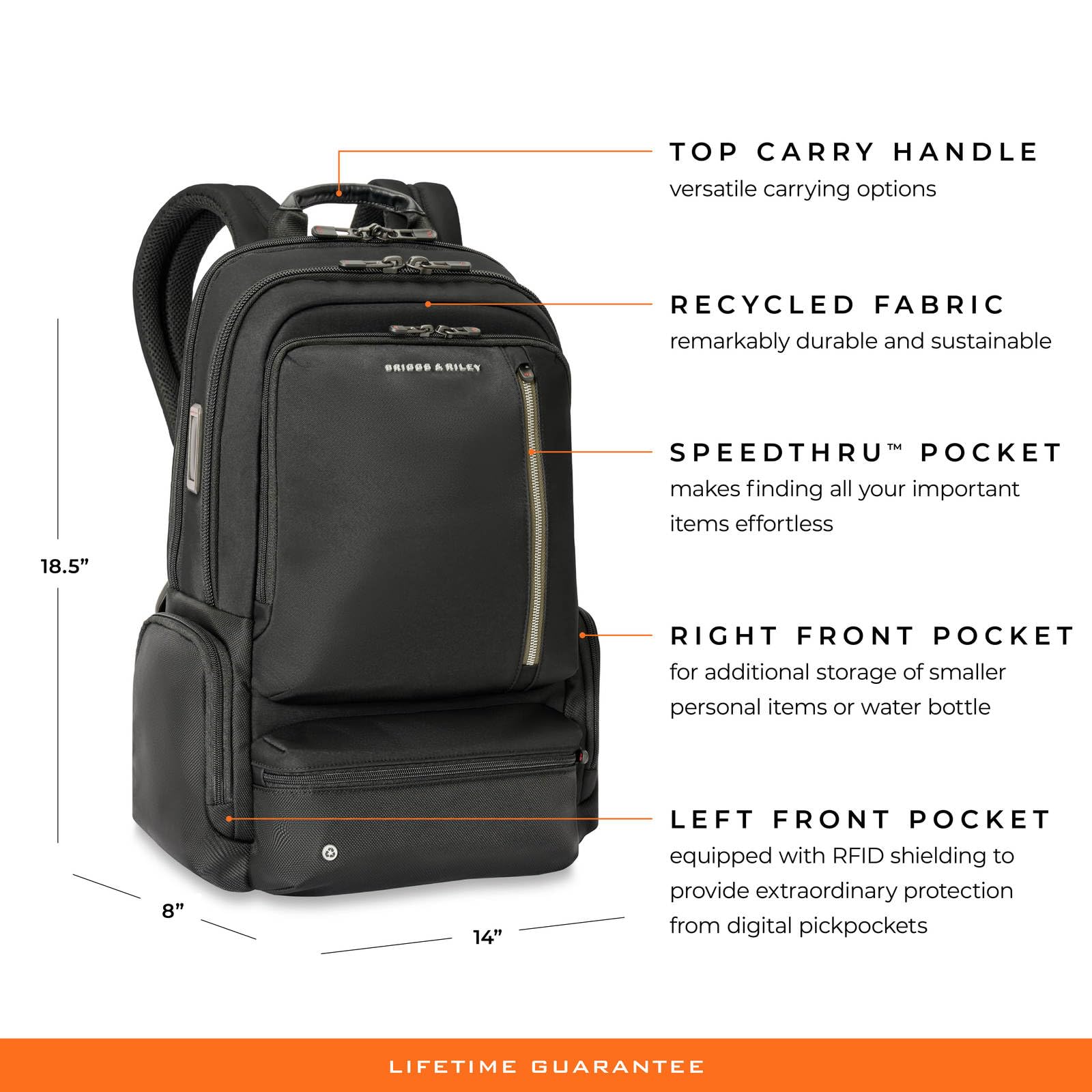 Briggs & Riley HTA Large Cargo Backpack - Durable Black Travel Backpack for Business & Commuting - Perfect for Laptops, Work Essentials & Weekend Getaways