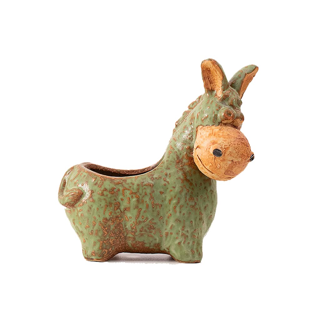 Vintage Ceramic Donkey Planter - Cute Flower Pot for Succulents, Herbs & Small Plants - Perfect for Home Decor, Garden & Office Desk