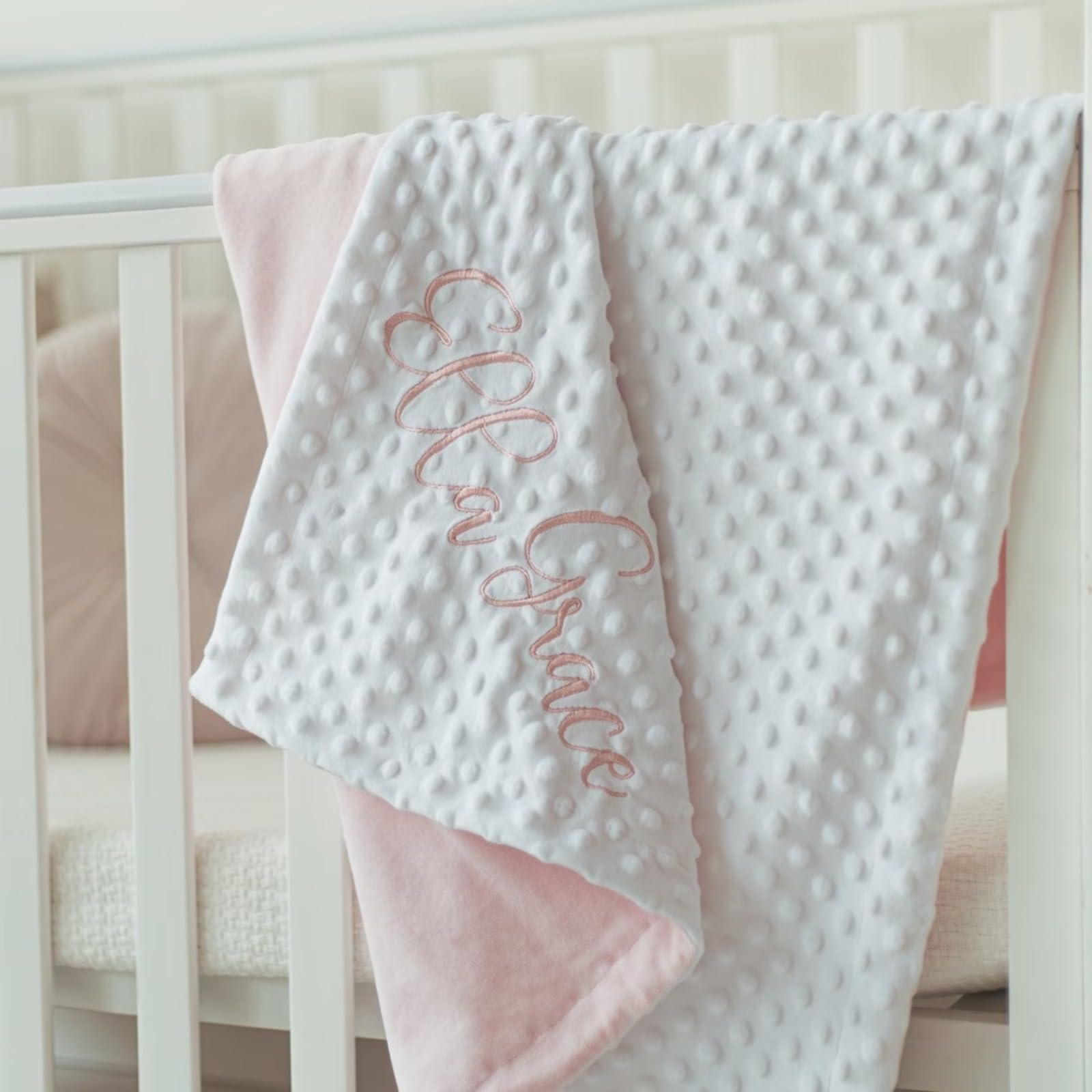 Personalized Name Blankets for Baby Girls - Custom Embroidered Baby Blanket with Name (130x150cm/51x59in) - Perfect for Nursery, Gift, and Photo Shoots