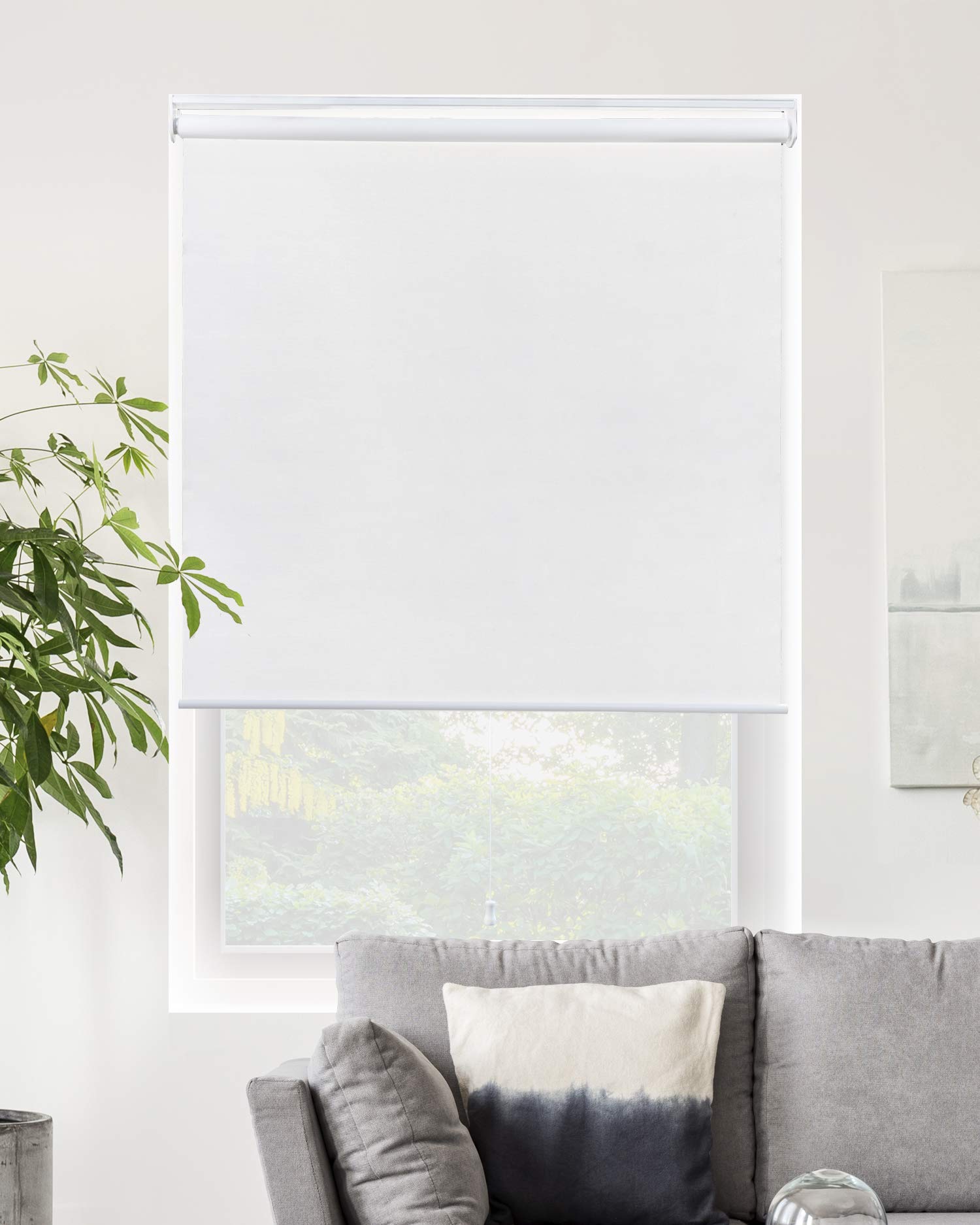 CHICOLOGY Cordless Roller Window Shades - Blackout Byssus White 64