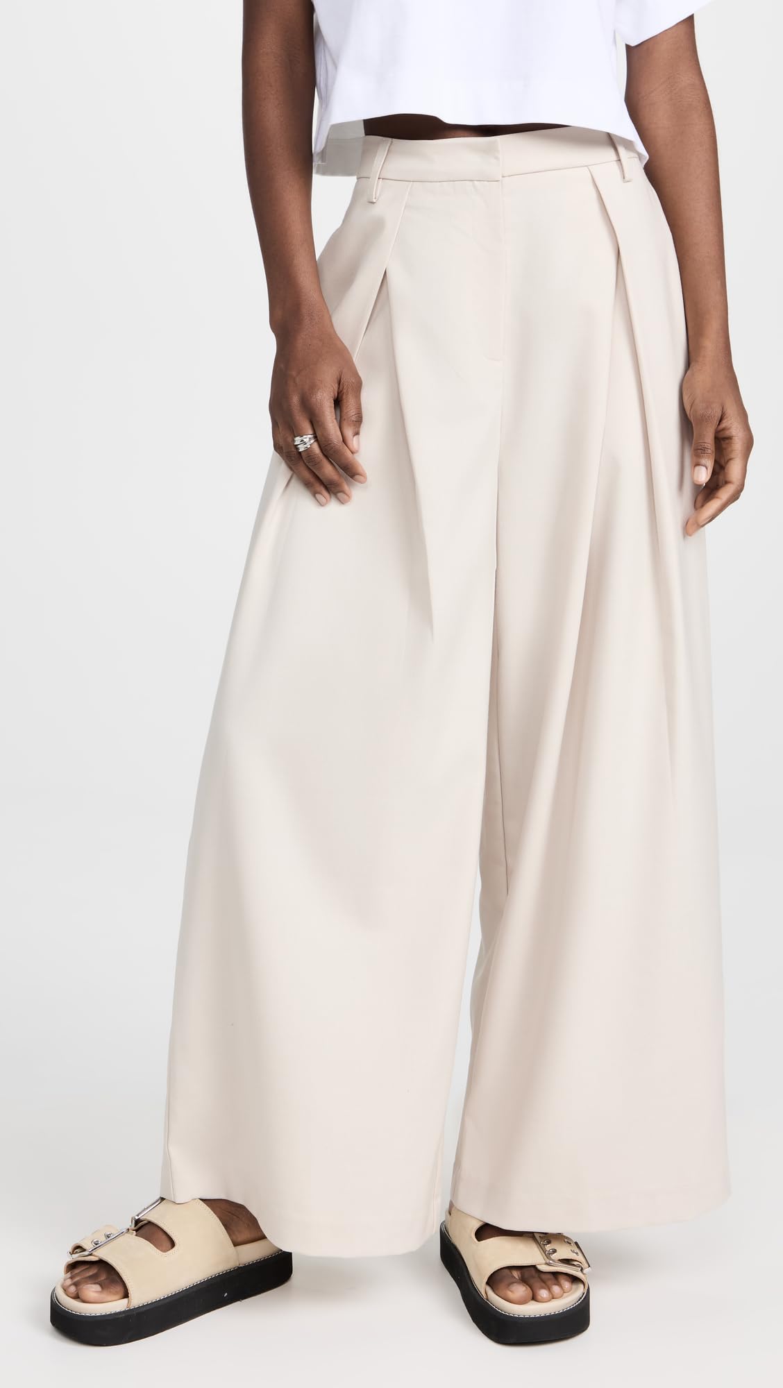 Pixie Market Women's Alew Wide Leg Pants - High Waisted Linen Trousers for Summer, Casual & Office Wear