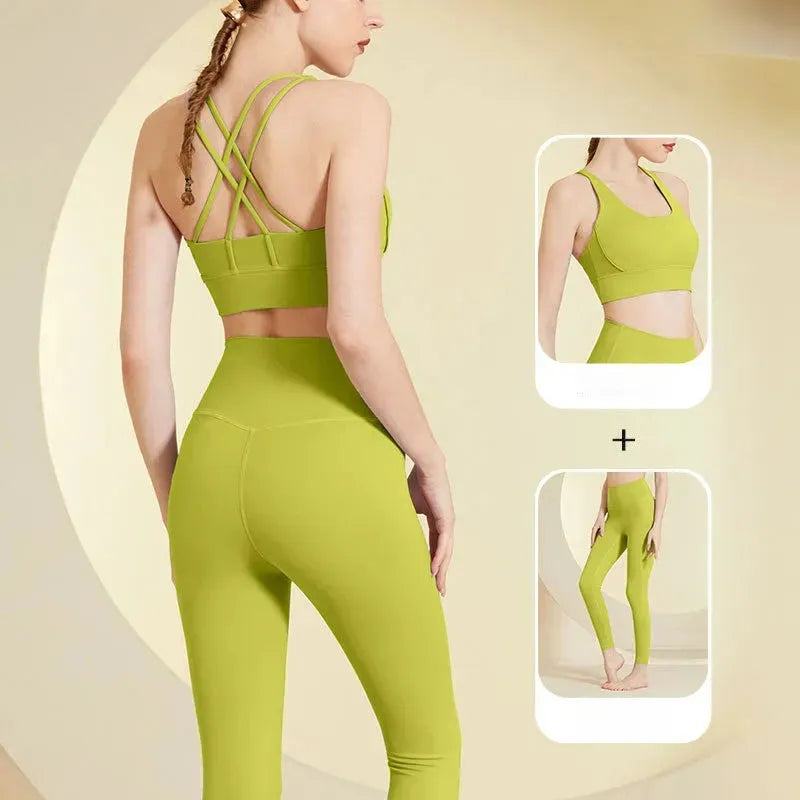 2Pcs Seamless Yoga Set for Women - Gym Fitness Clothing, Sports Bra & High Waist Workout Leggings - Perfect for Yoga, Pilates, Running & Gym Training
