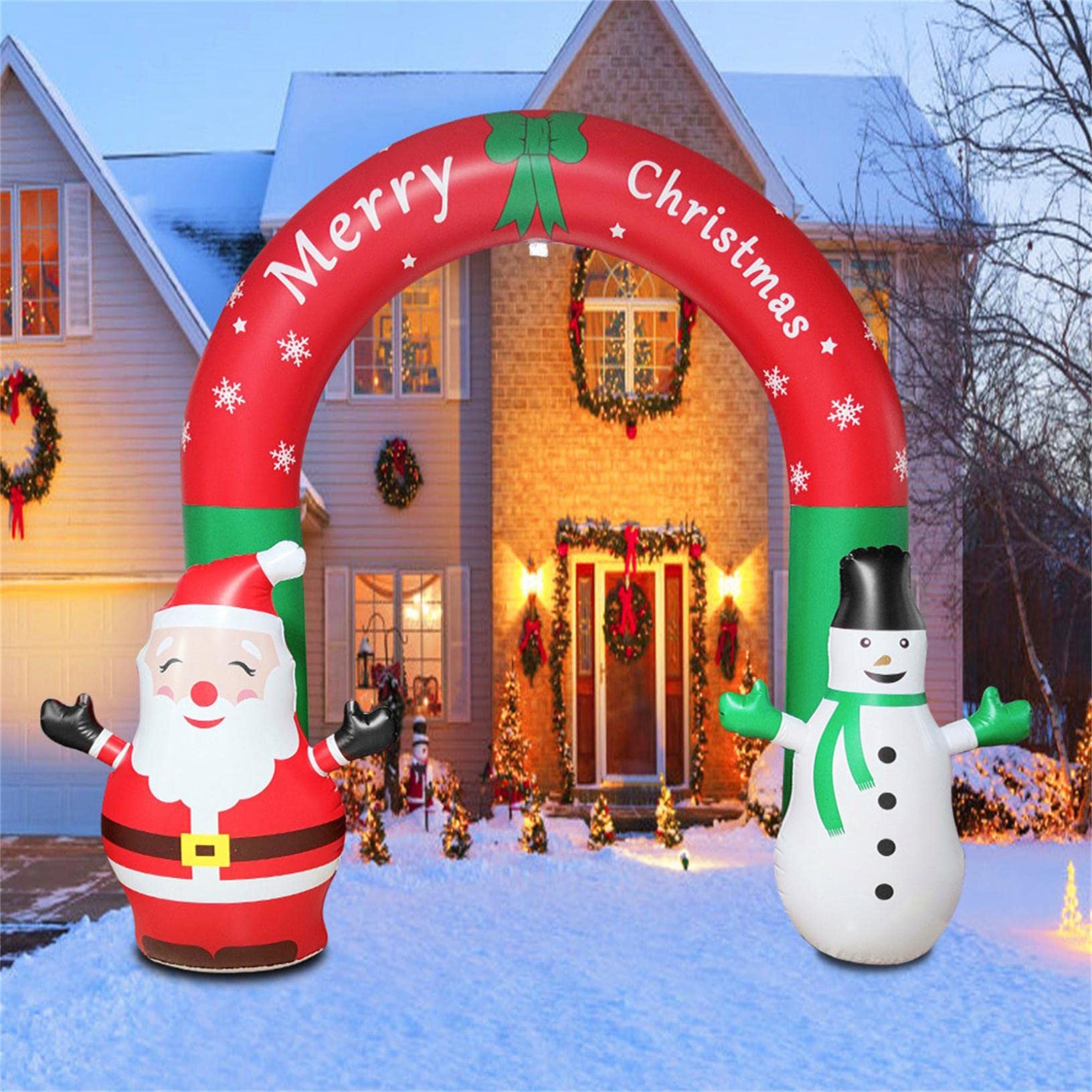 7.8 Ft Tall Christmas Inflatable Cute Cartoon Character Arch - Outdoor Glowing Holiday Yard Decoration for Courtyard, Garden & Party Decor