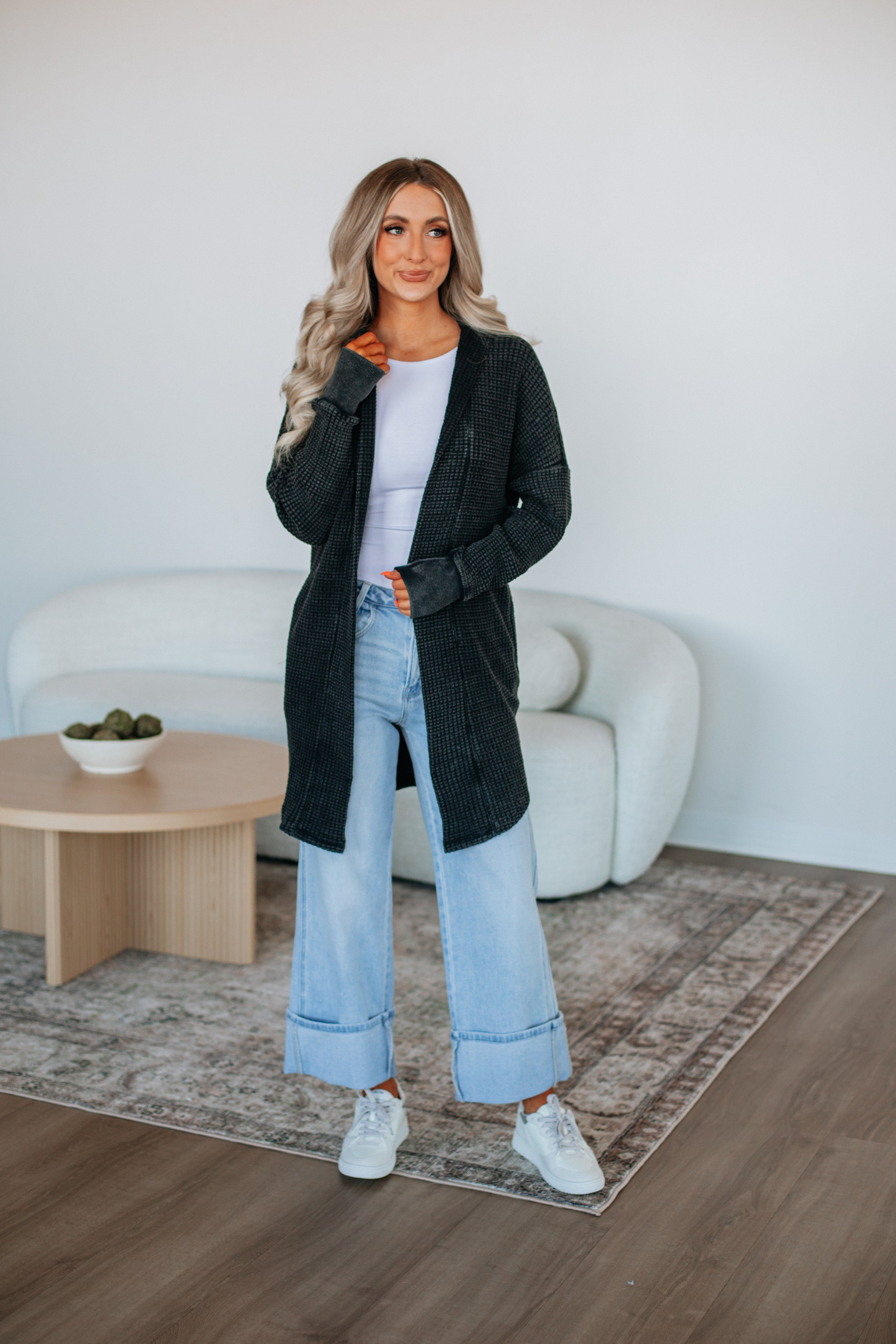 Vintage Black Jed Knit Cardigan - Soft & Cozy Women's Sweater for Fall & Winter - Perfect for Casual Outfits, Layering, and Office Wear
