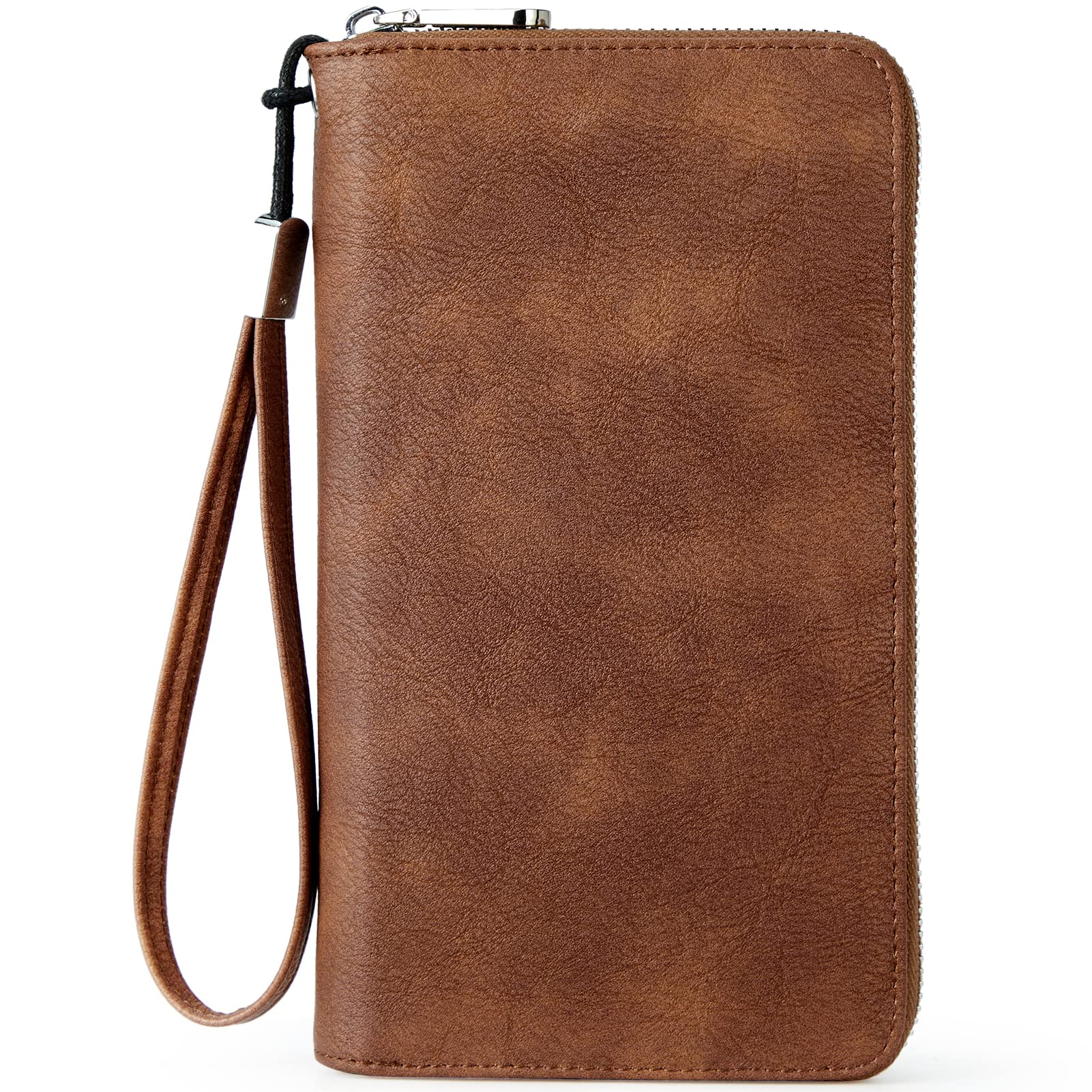 BOSTANTEN Genuine Leather RFID Blocking Wallet for Women - Zip Around Credit Card Holder with Wristlet Strap, Phone Pocket | Perfect for Travel, Shopping & Everyday Use