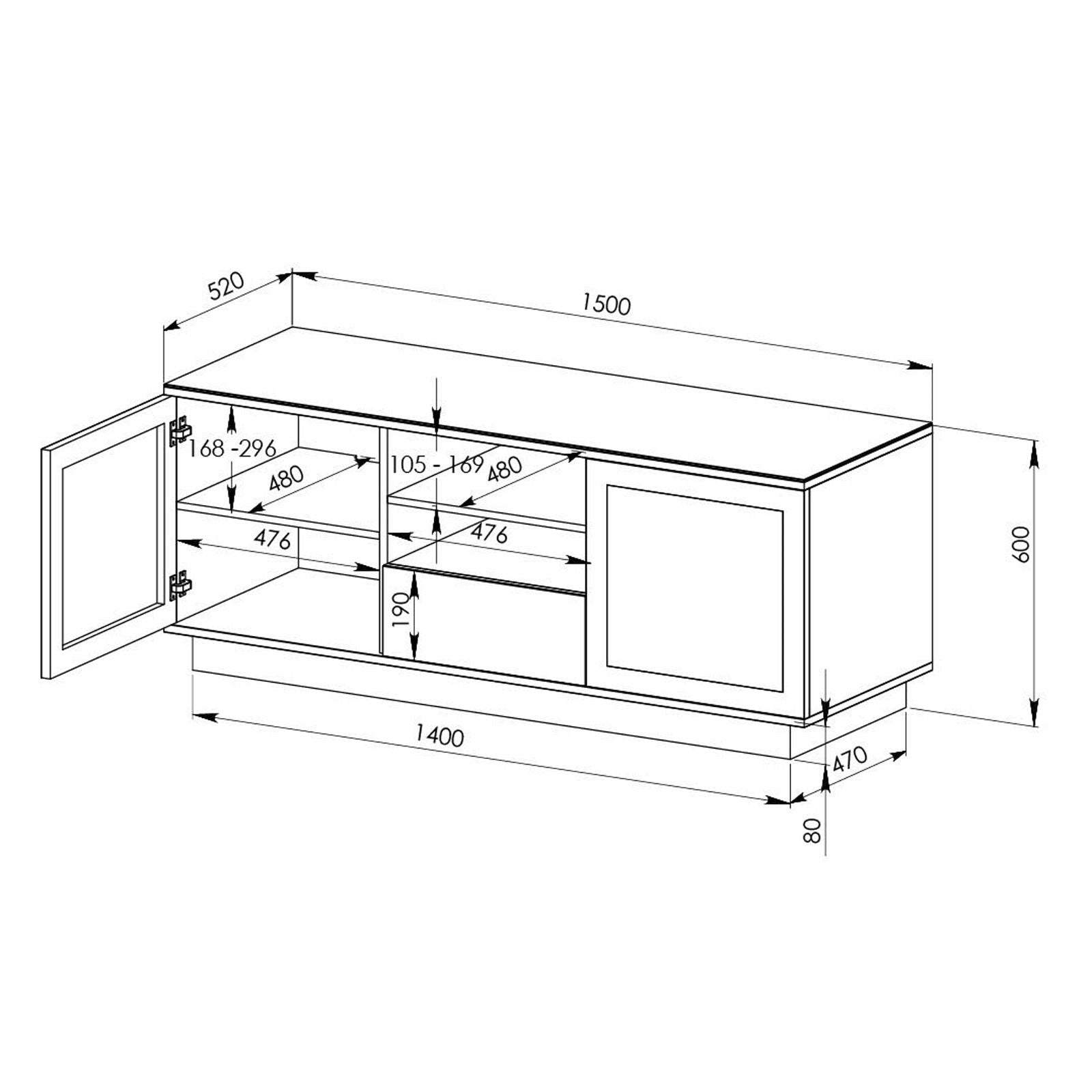 TITAN 1500 Black TV Stand Entertainment Center with Storage Shelves - Perfect for Living Room Home Theater Setup