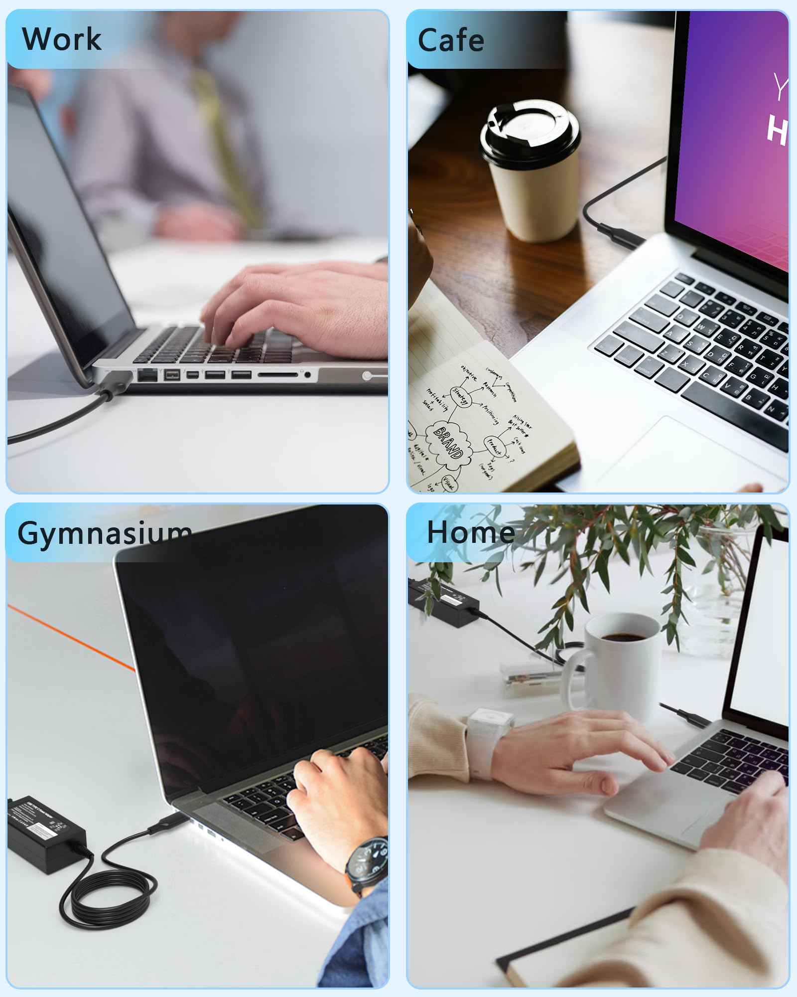 45W USB C Universal Laptop Charger - Compatible with HP, Lenovo, Dell, Acer, Asus, Samsung, Google Chromebook & More - Type C Power Adapter with Fast Charging - Perfect for Home, Office & Travel Use