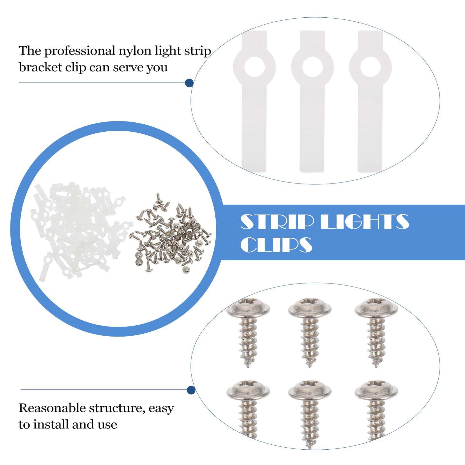 TEHAUX 100-Pack LED Strip Light Clips - Mounting Clips for Rope Lights, Light Belt Fixing Buckles, Secure & Easy Installation - Perfect for Home Decor, Christmas Lights, Party & Outdoor Lighting