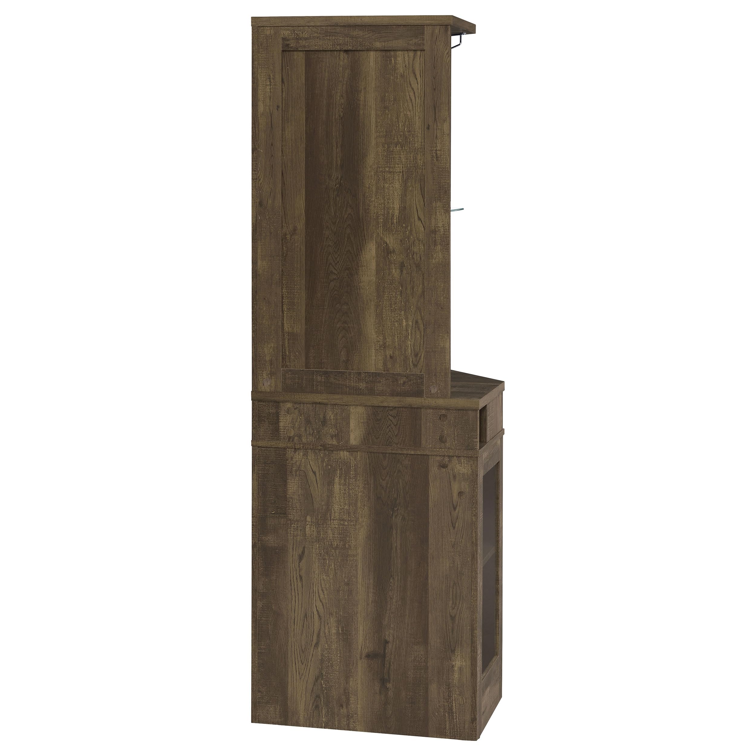 Rustic Oak Bar Cabinet with Stemware Rack - Coaster Furniture 182303 - Perfect for Home Bars, Dining Rooms & Entertaining Spaces