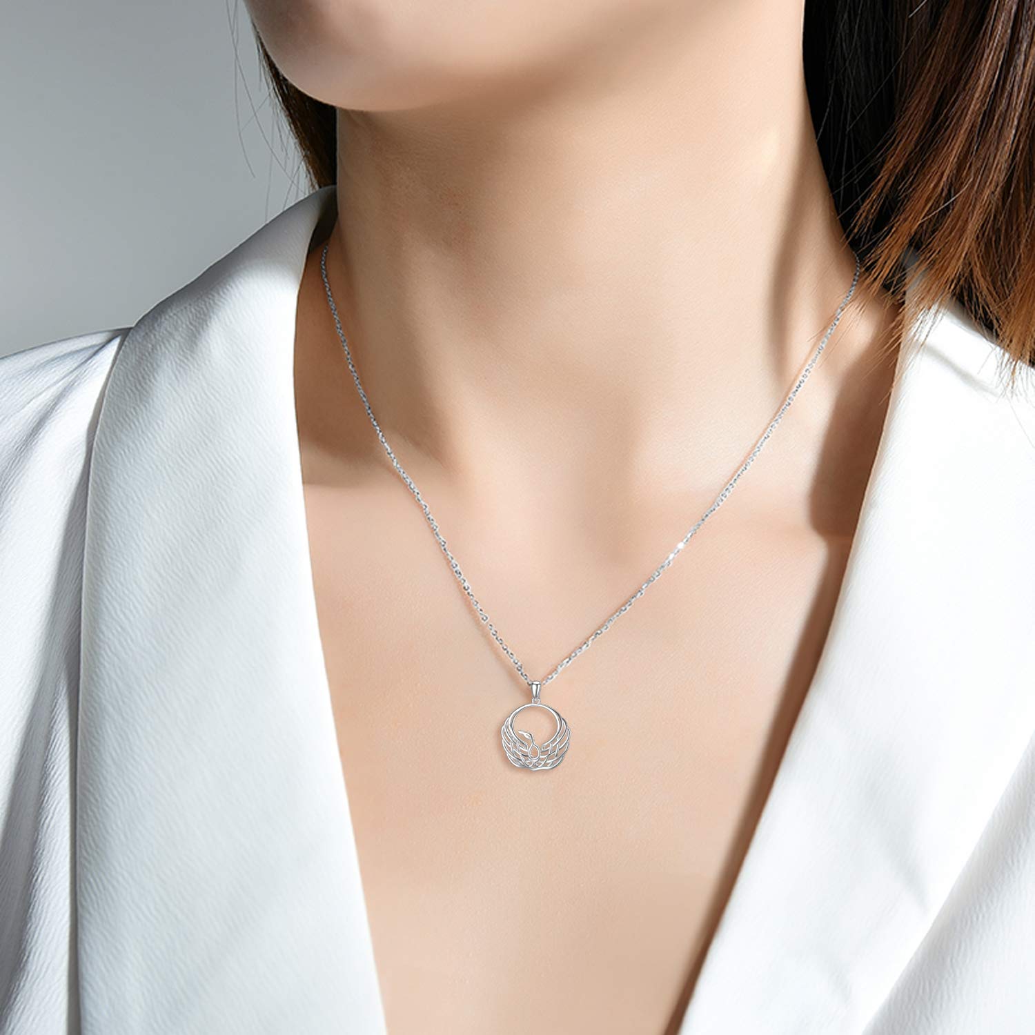 SIMONLY 925 Sterling Silver Hummingbird/Phoenix Pendant Necklace - Elegant Valentine's Day & Birthday Gift for Women & Girls | Perfect for Romantic Dates, Anniversaries & Special Occasions