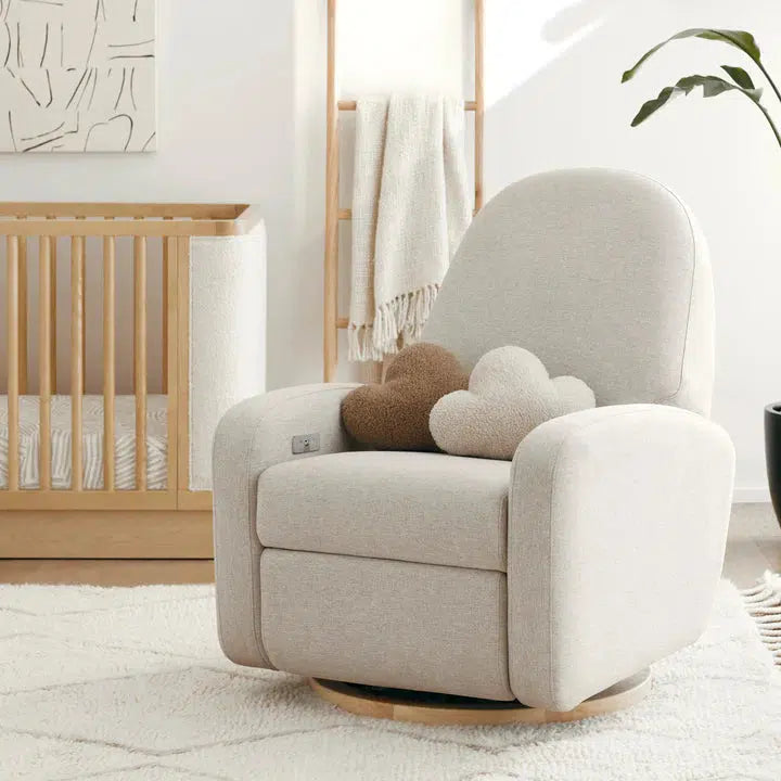 Babyletto Nami Electronic Glider Recliner Chair - Eco-Friendly Beach Weave Performance Fabric for Nursery, Baby Room & Breastfeeding Comfort