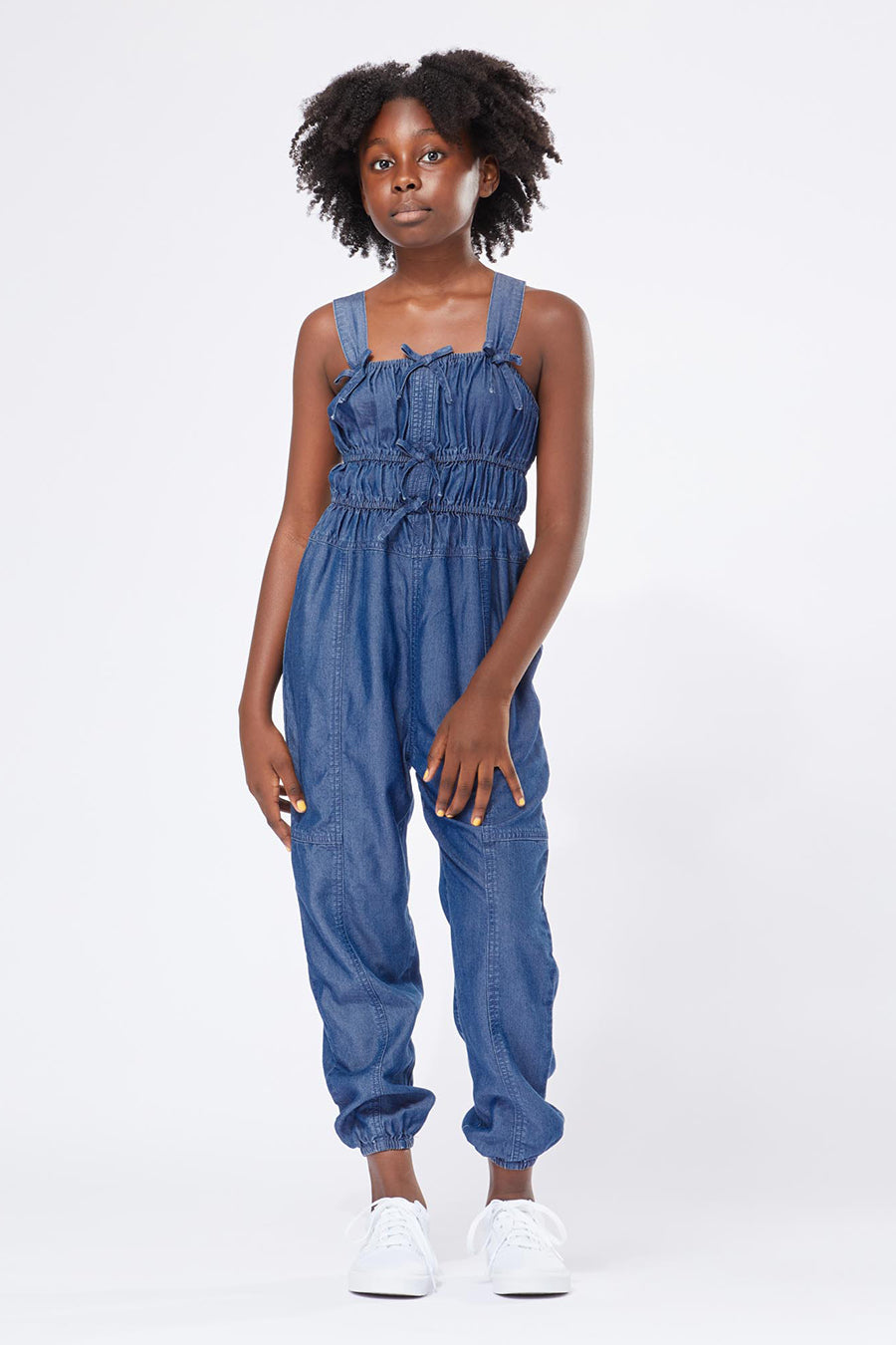 Girls' Denim Jumpsuit - Stylish & Comfortable Kids' Romper for Playdates & Outdoor Adventures | Indigo Blue