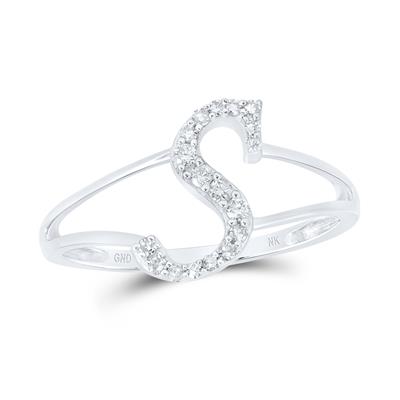 10K Gold Women's Initial Letter S Ring with 1/8 CTW Diamond - Elegant Personalized Jewelry Gift for Her, Perfect for Birthdays, Anniversaries & Special Occasions