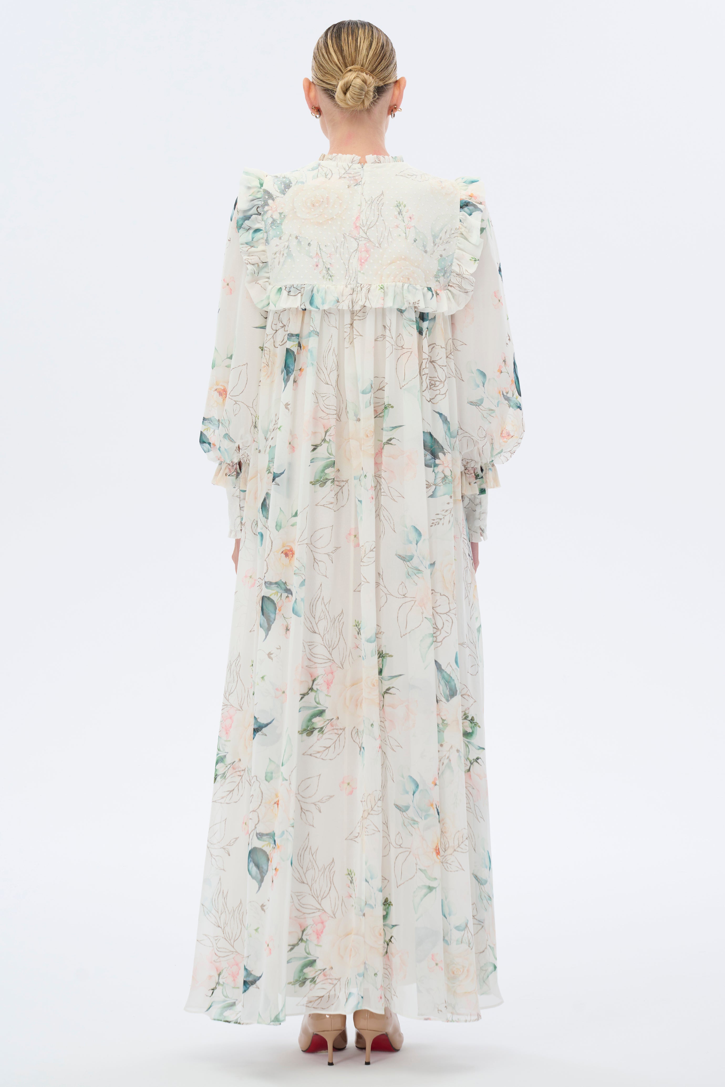 Julia Floral Print Long Sleeve Maxi Dress for Women - Elegant Boho Summer Dress for Beach, Wedding & Special Occasions