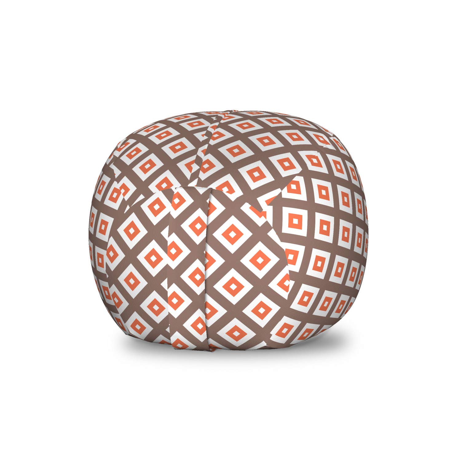 Ambesonne Chocolate Brown Storage Toy Bag Chair - Geometric Pattern with Diagonal Nested Squares Design - Washable Stuffed Animal Organizer for Kids Room - Small Size (Chocolate Burnt Sienna) - Perfect for Nursery, Playroom & Bedroom Organization