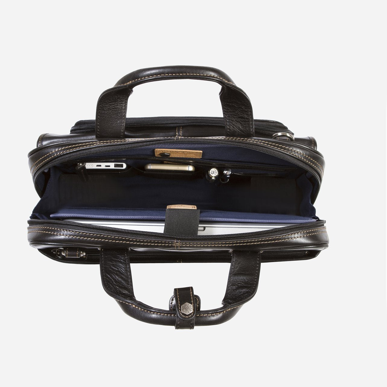 Premium Jekyll & Hide Oxford Large Multi-Compartment Business Briefcase for Men & Women - Durable Leather Laptop Bag with Organizer (Black) - Ideal for Office, Travel & Professional Commuting
