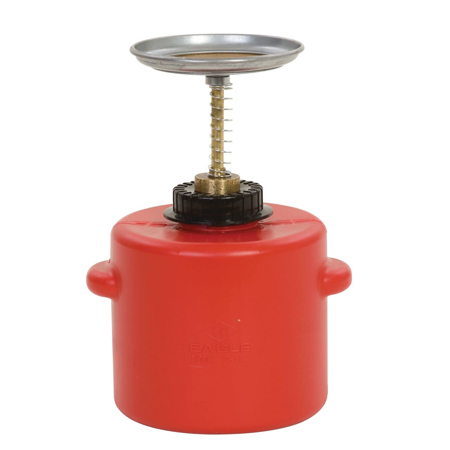 Eagle P-712 2 Quart Red Polyethylene Safety Plunger Can - Durable Chemical Storage for Garage, Workshop & Industrial Use