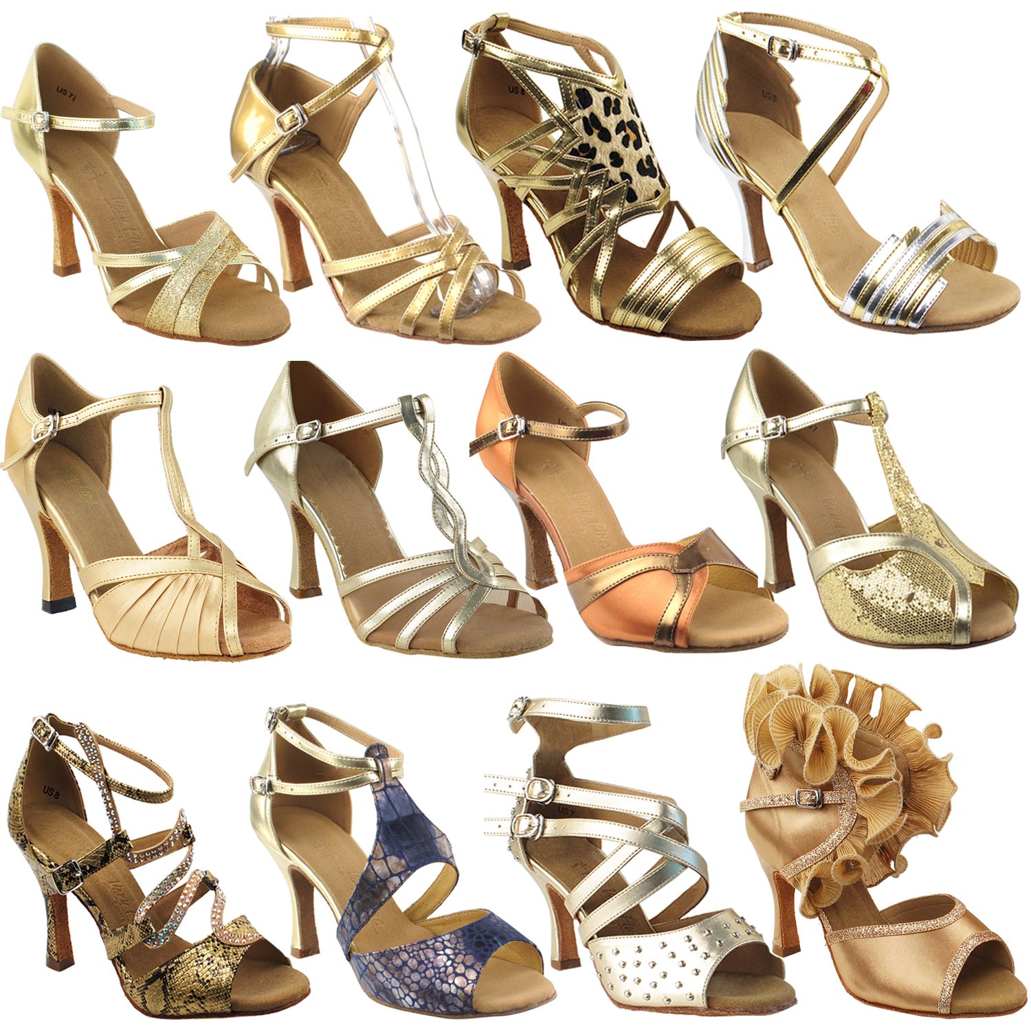 50 Shades of Gold Dance Shoes for Women - Ballroom, Salsa, Wedding, Club & Swing Latin Dance - Perfect for Performances, Social Dancing & Special Occasions