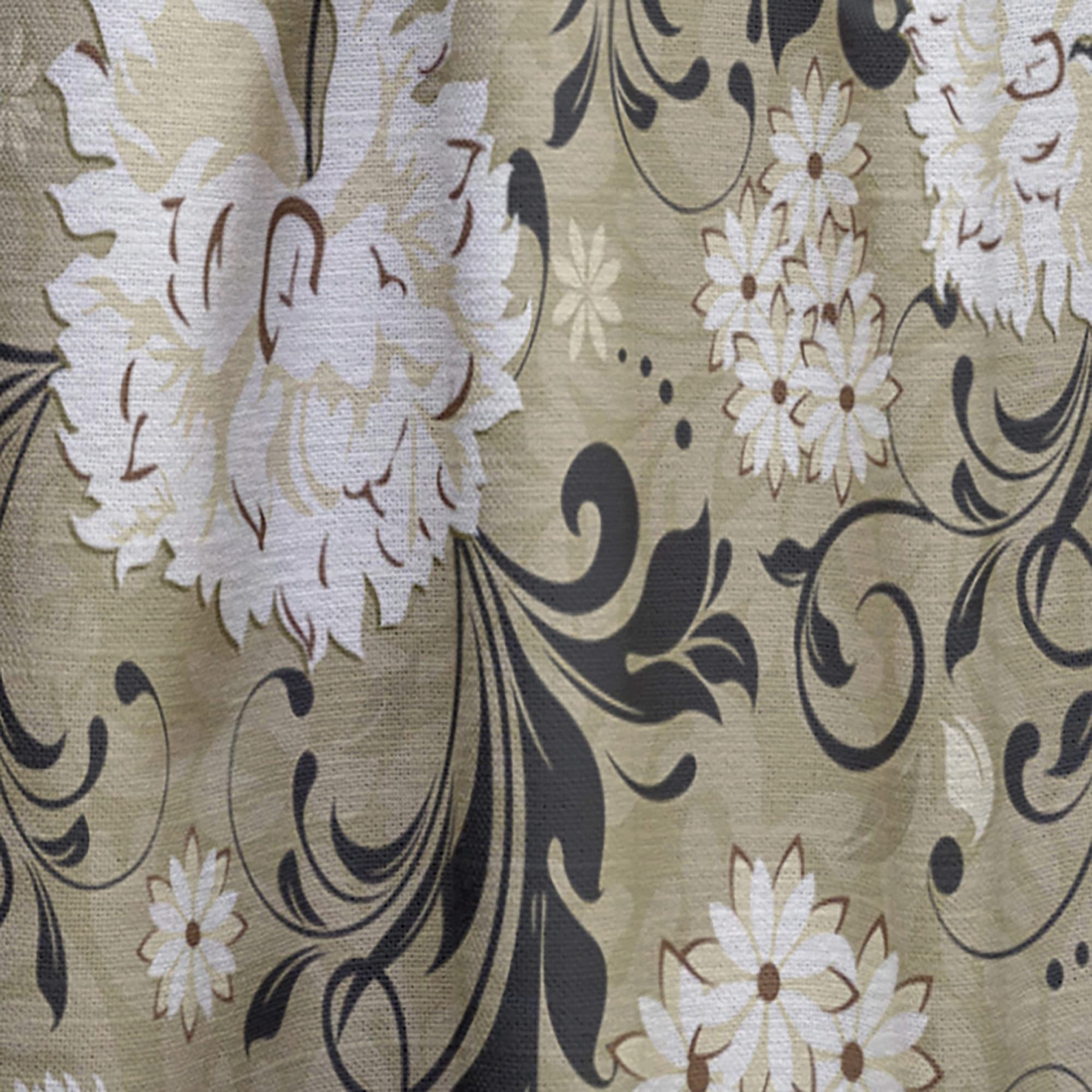 DesignQ Retro Abstract Floral Blackout Curtains - Thermal Insulated Single Panel (52x90 inches) for Bedroom & Living Room - Noise Reducing & Energy Saving Window Drapes for Home Decor