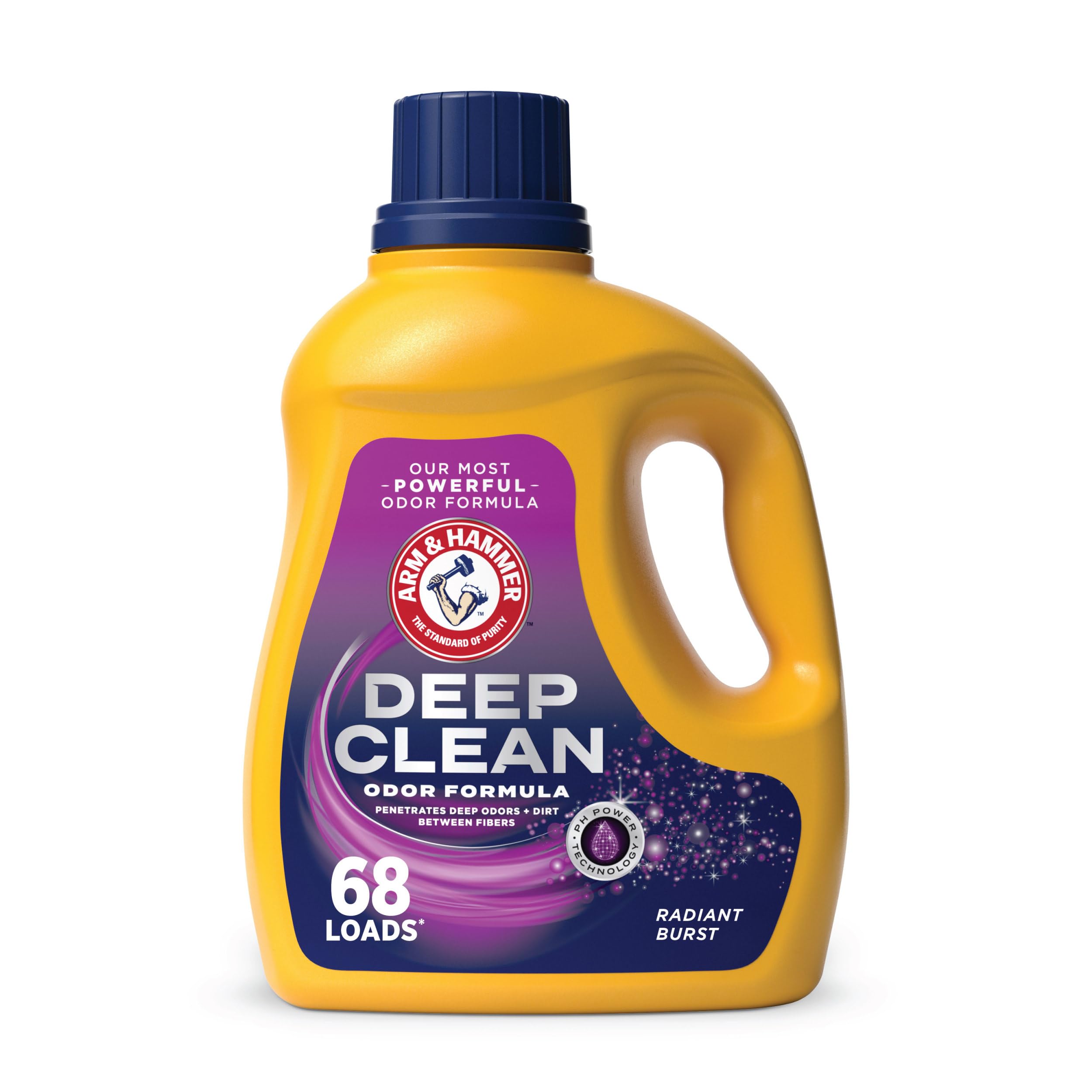ARM & HAMMER Deep Clean Odor Eliminating Liquid Laundry Detergent, 102 fl oz (68 Loads) | Fresh Scent for Clothes, Towels & Bedding | Powerful Stain Removal for Family Laundry